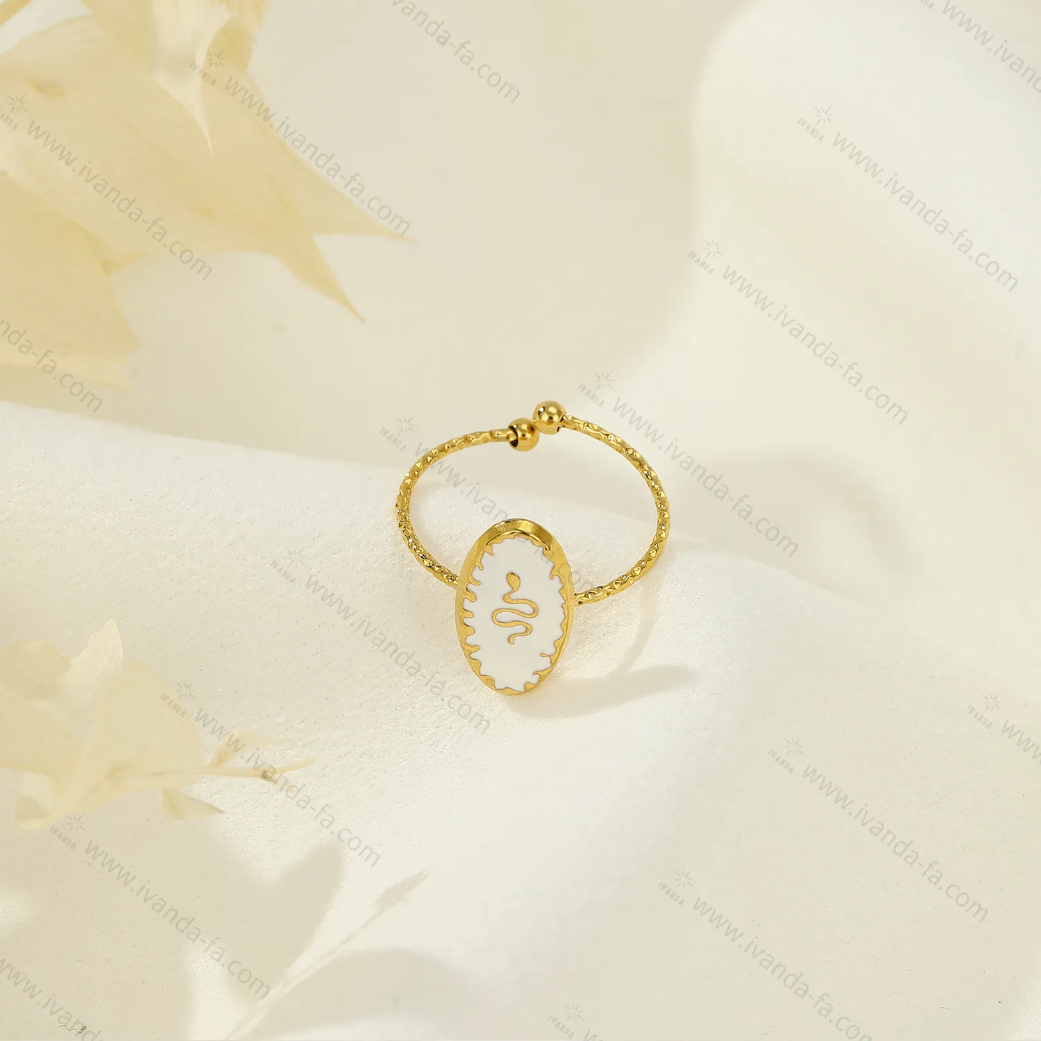 Oval Band White Drip Band Small Snake Accessories Stainless Steel Ring