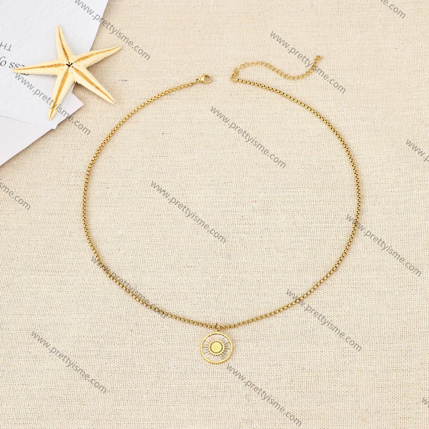Simple Classic Stainless Steel 18k Gold Plated Thin Necklace with Delicate Pendant.webp
