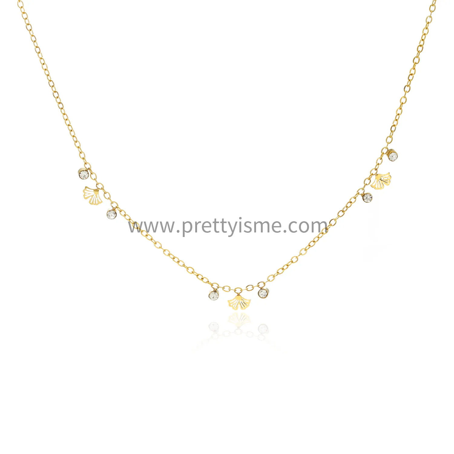 French Elegant Stainless Steel 18k Gold Plated Thin Necklace with Diamond Delicate Pendant (5).webp