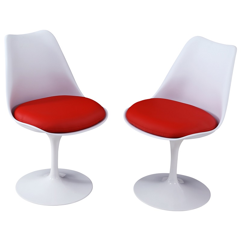 Home Dining Chairs Set of 2 MidCentury Modern Swivel Tulilp Dining Chair Faux Leather