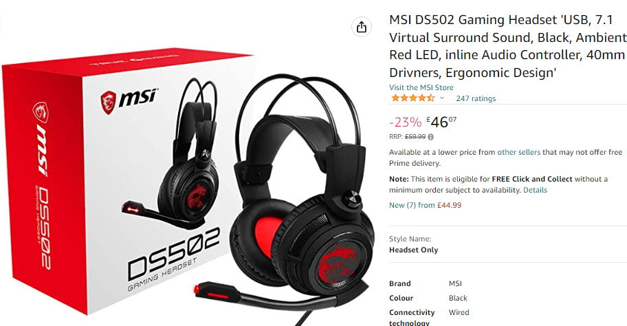 Headset Model G941 Digital SOMIC G941 USB 7.1 Channel Gaming Headset with 4D Vibration ...