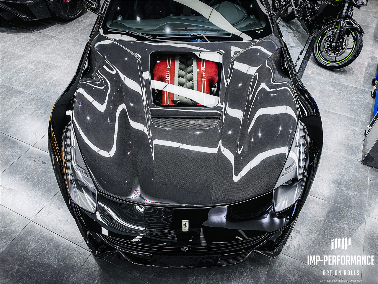 Trade Assurance Carbon Fiber For 2012-2015 Ferrari F12 Berlinetta iMP Performance Hood w/ Glass