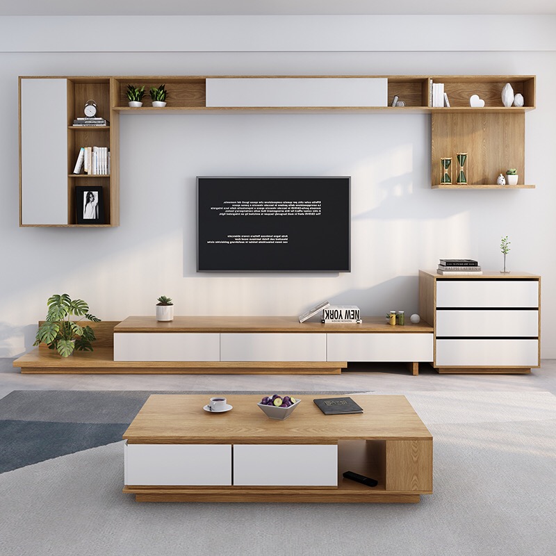 Modern Nordic Design Living Room Furniture Cheap price Wooden Coffee table TV Stand Set