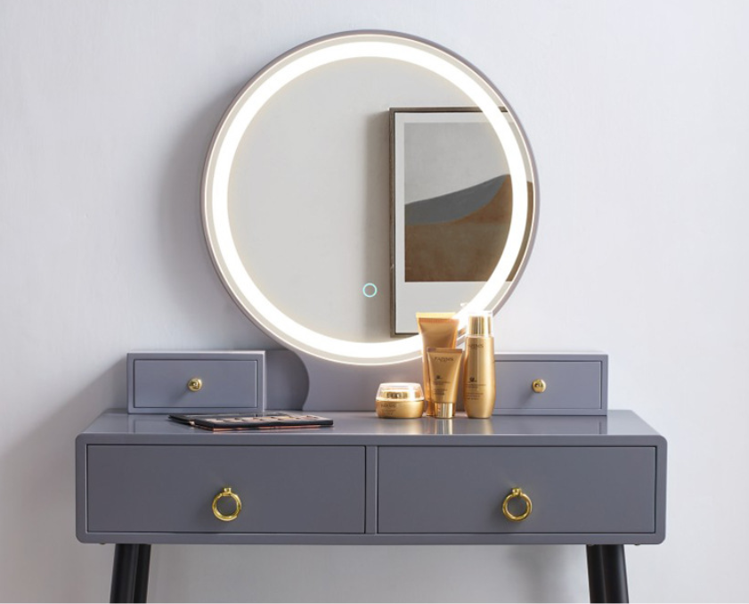 Home LED Mirror Dressing Table Set Simple Makeup Dresser With Drawers Stool