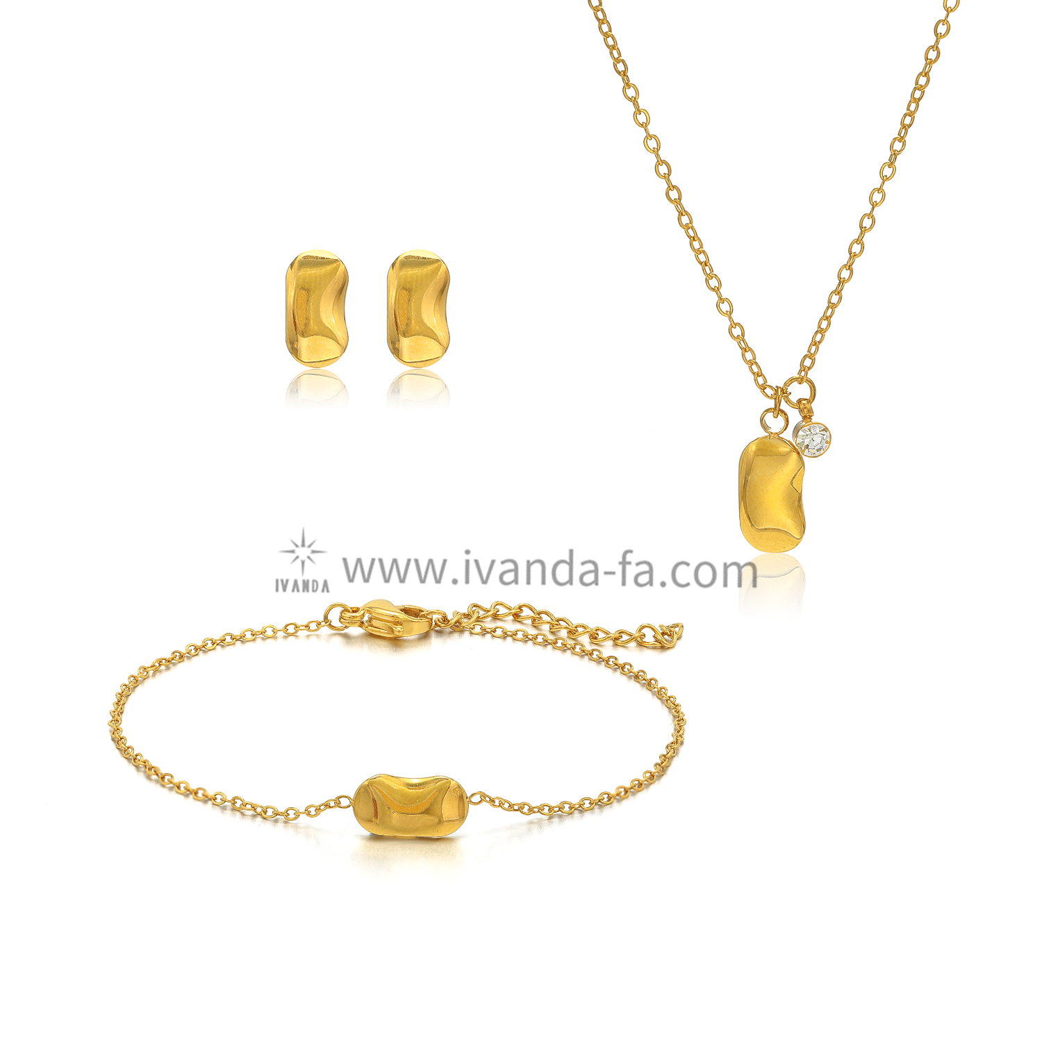 Stainless Steel Jewelry Set 18K Gold Plated Waterproof Jewelry Wholesale