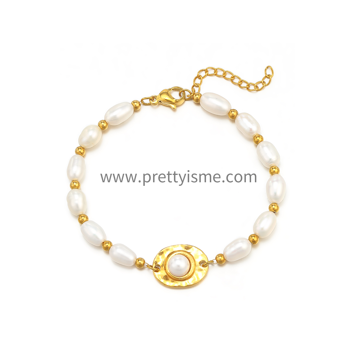 Pearl Bracelet Gold Plated 18K Gentle Delicate Bracelet with Small Gold Beads (5).webp