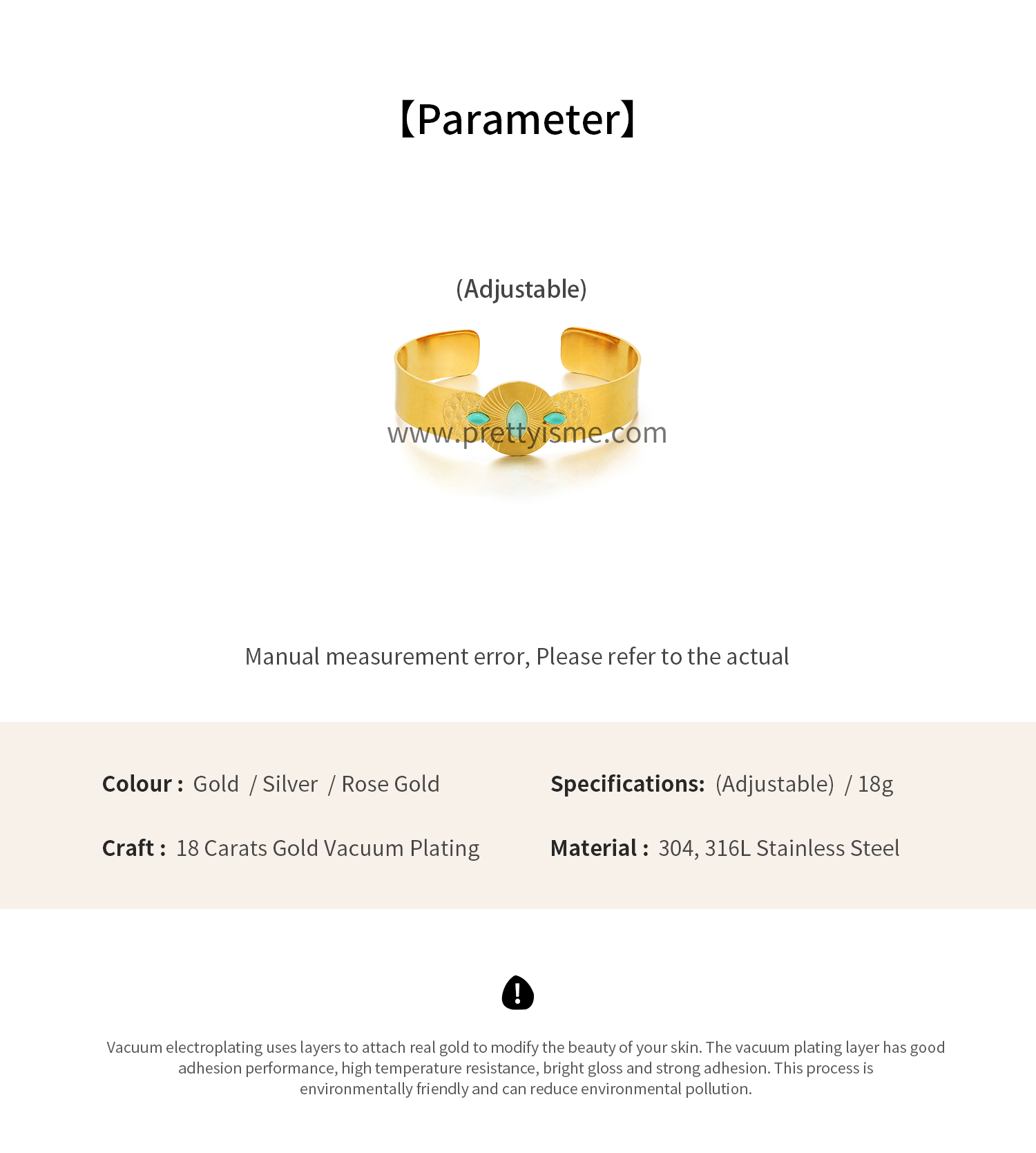Wide Bracelet Gold Plated 18K Set Faux Turquoise Open Bracelet (6).webp