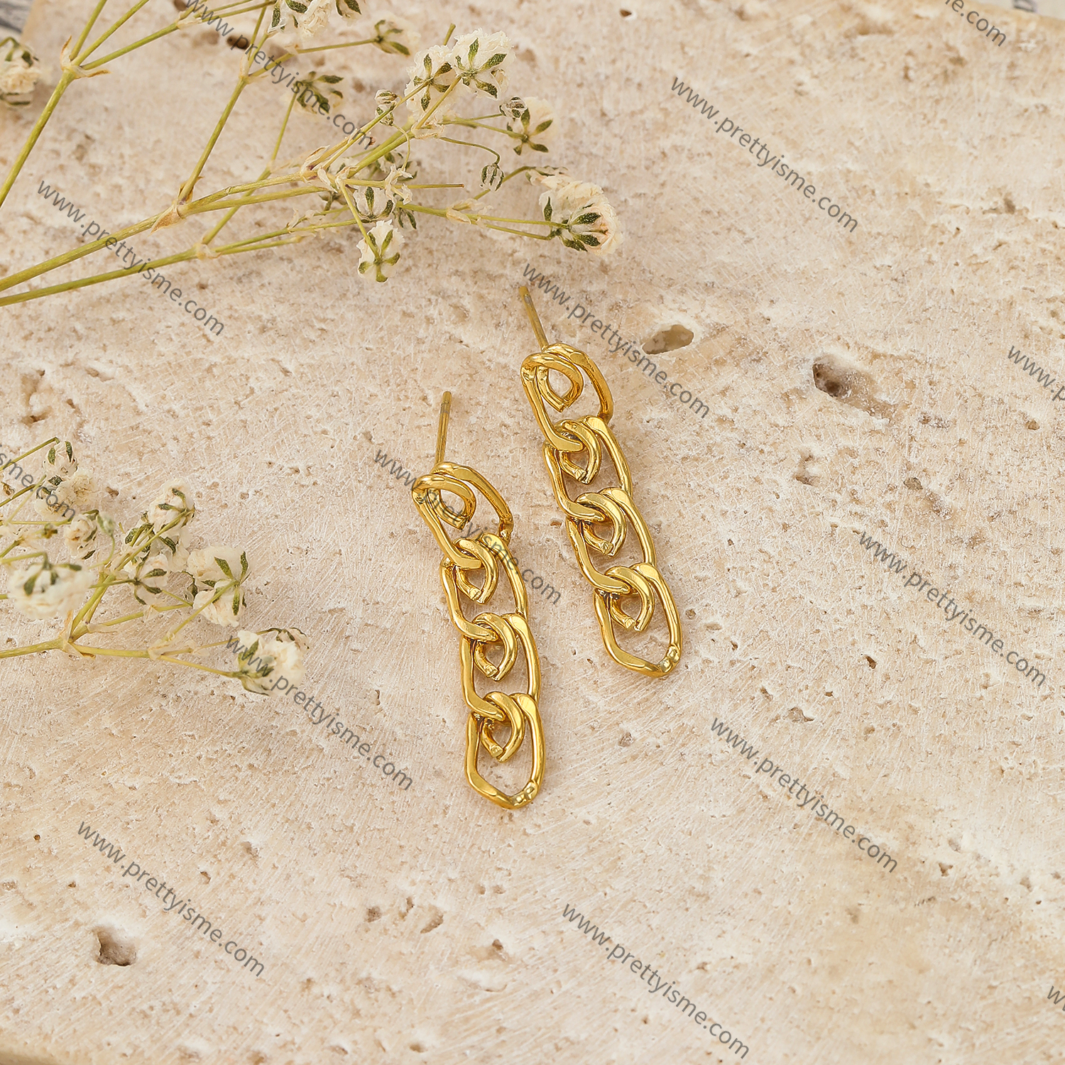 Paper Clip Bar Earrings 18K Gold Plated Simple Style Waterproof Stud Earrings (2).webp