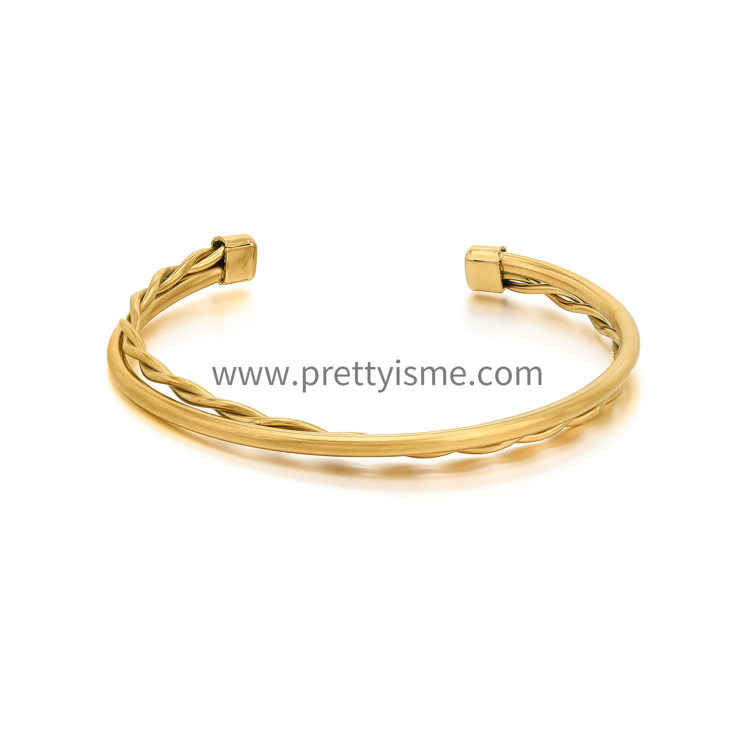Interwoven Smooth Gold Stainless Steel Bracelet Waterproof Elegant Simple Bracelet (5).webp