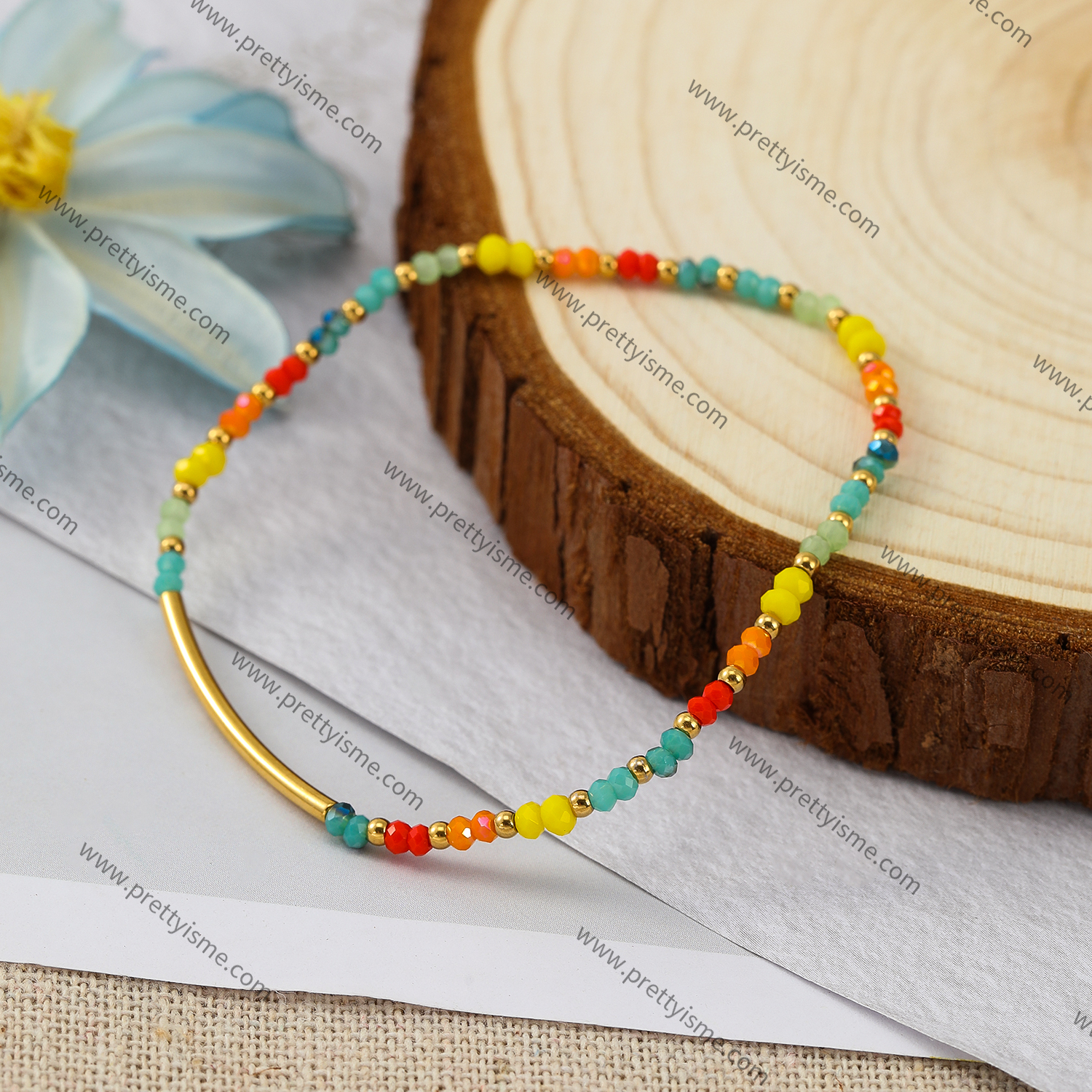 Colored thin stainless steel bracelet waterproof cute bead bracelet (3).webp