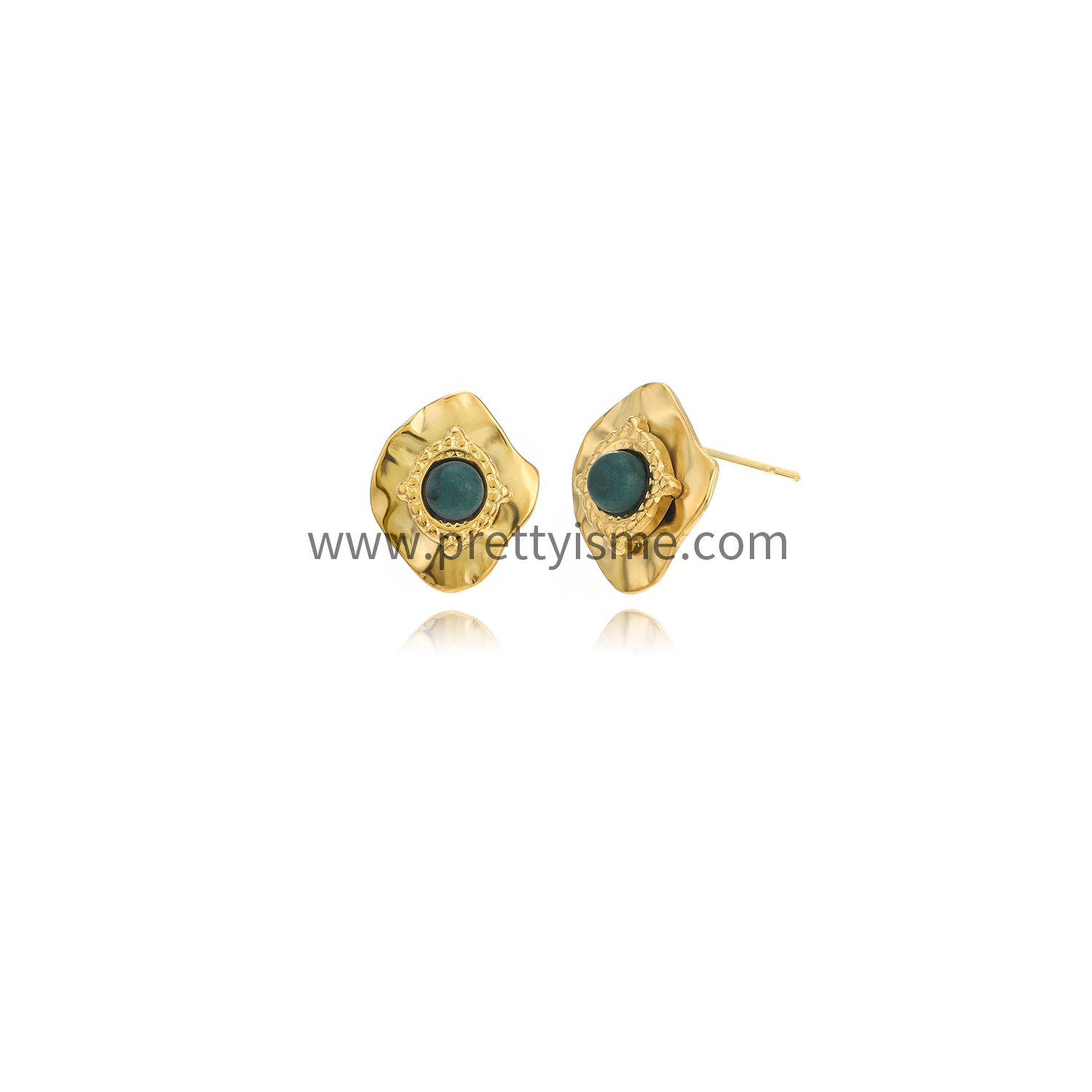 Green Natural Stone Stainless Steel Earrings Gold Plated 18K Elegant Earrings (5).webp