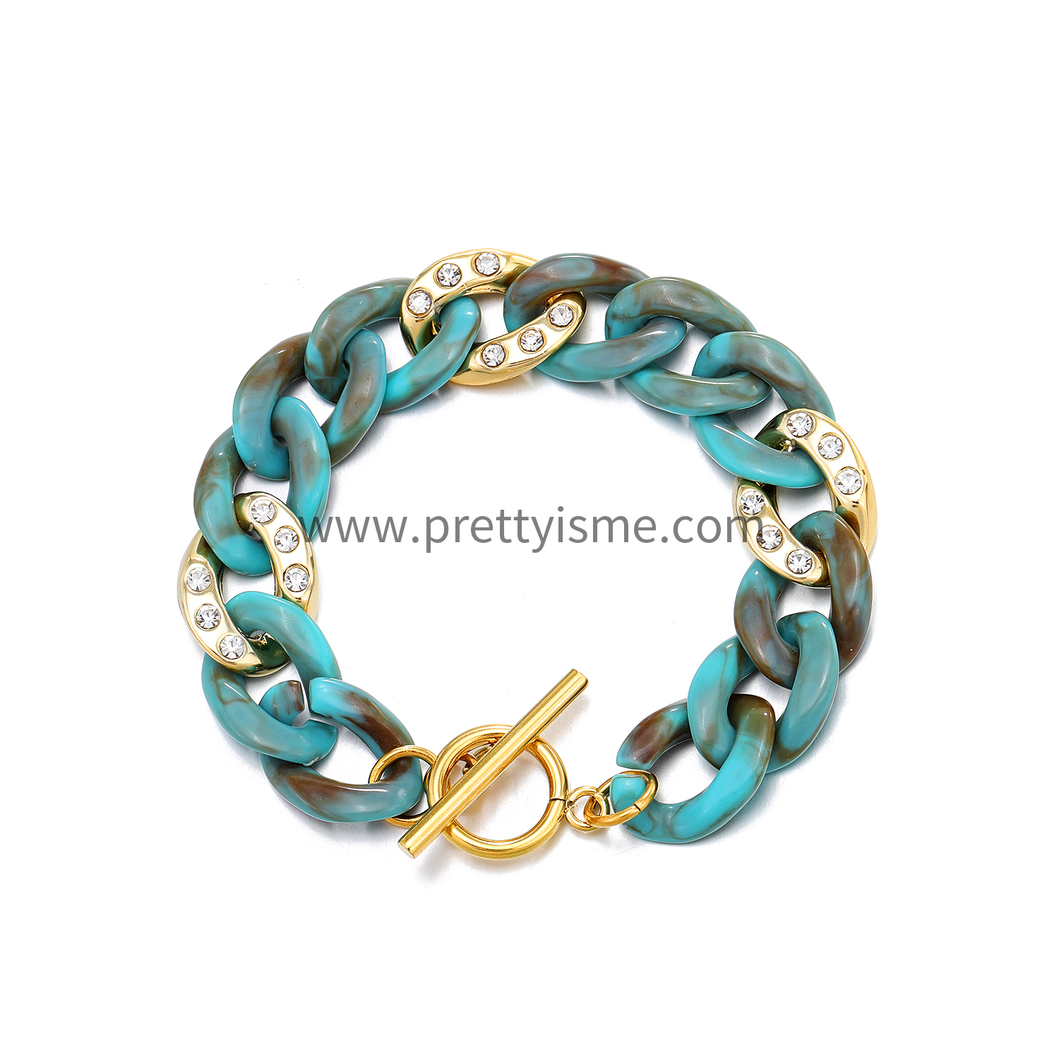 Braided Stainless Steel Bracelet Thick Resin Multicolored Bracelet with Zircon (5).webp