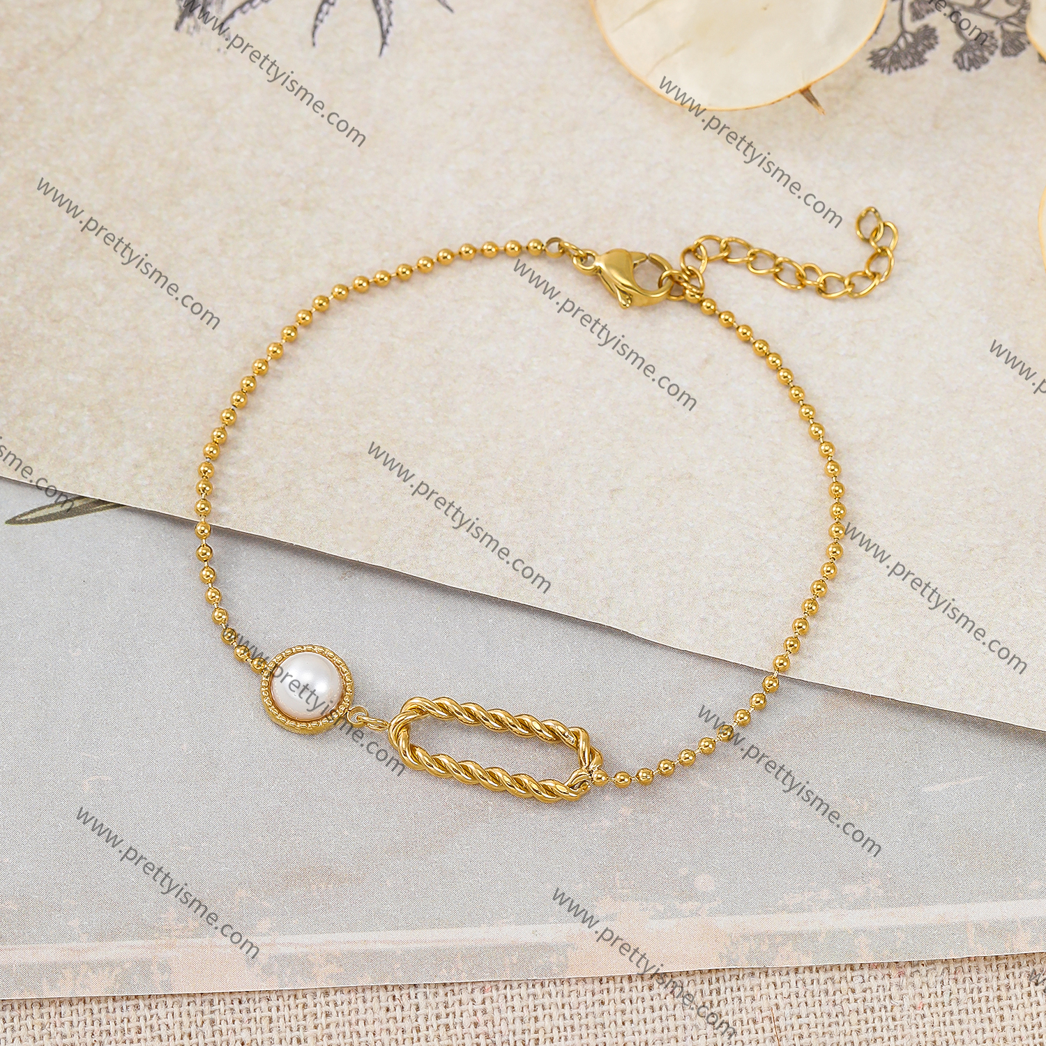 Thin Stainless Steel Bracelet 18K Gold Plated Elegant Bracelet with White Gemstones (2).webp