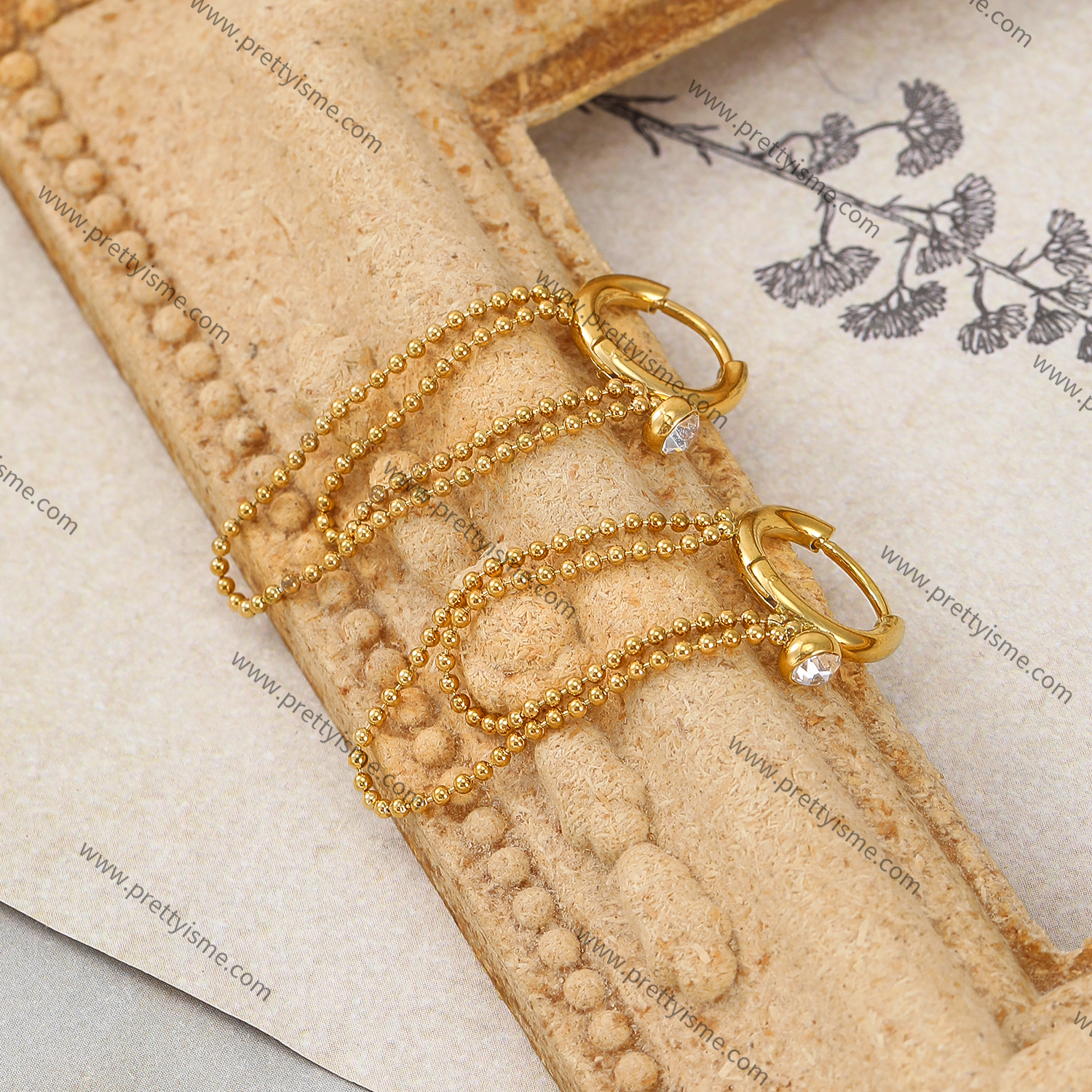 Long Chain Stainless Steel Earrings Gold Plated 18K Diamond Elegant Earrings (2).webp