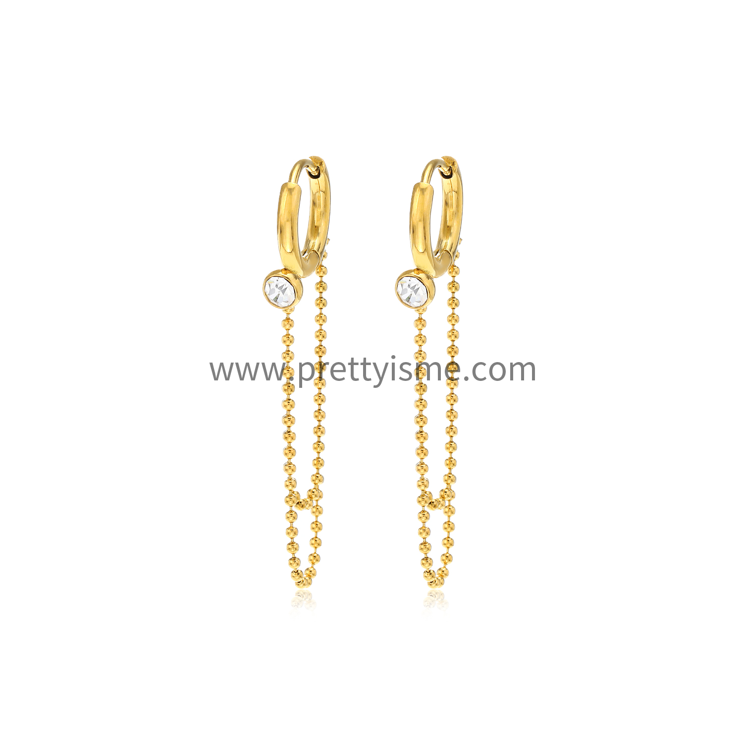 Long Chain Stainless Steel Earrings Gold Plated 18K Diamond Elegant Earrings (5).webp