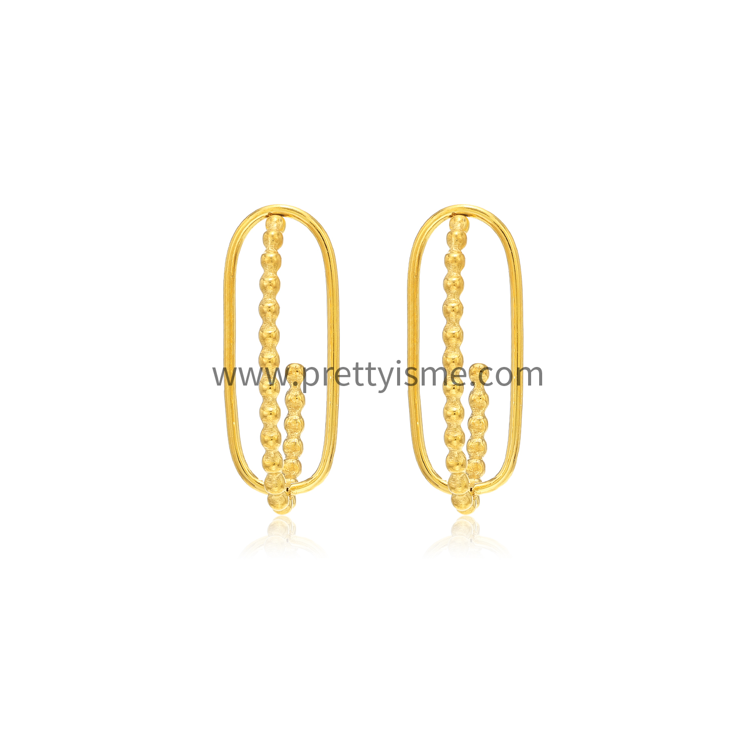 Hoop Stainless Steel Earrings Gold Plated 18K Earrings with Gold Beads (5).webp