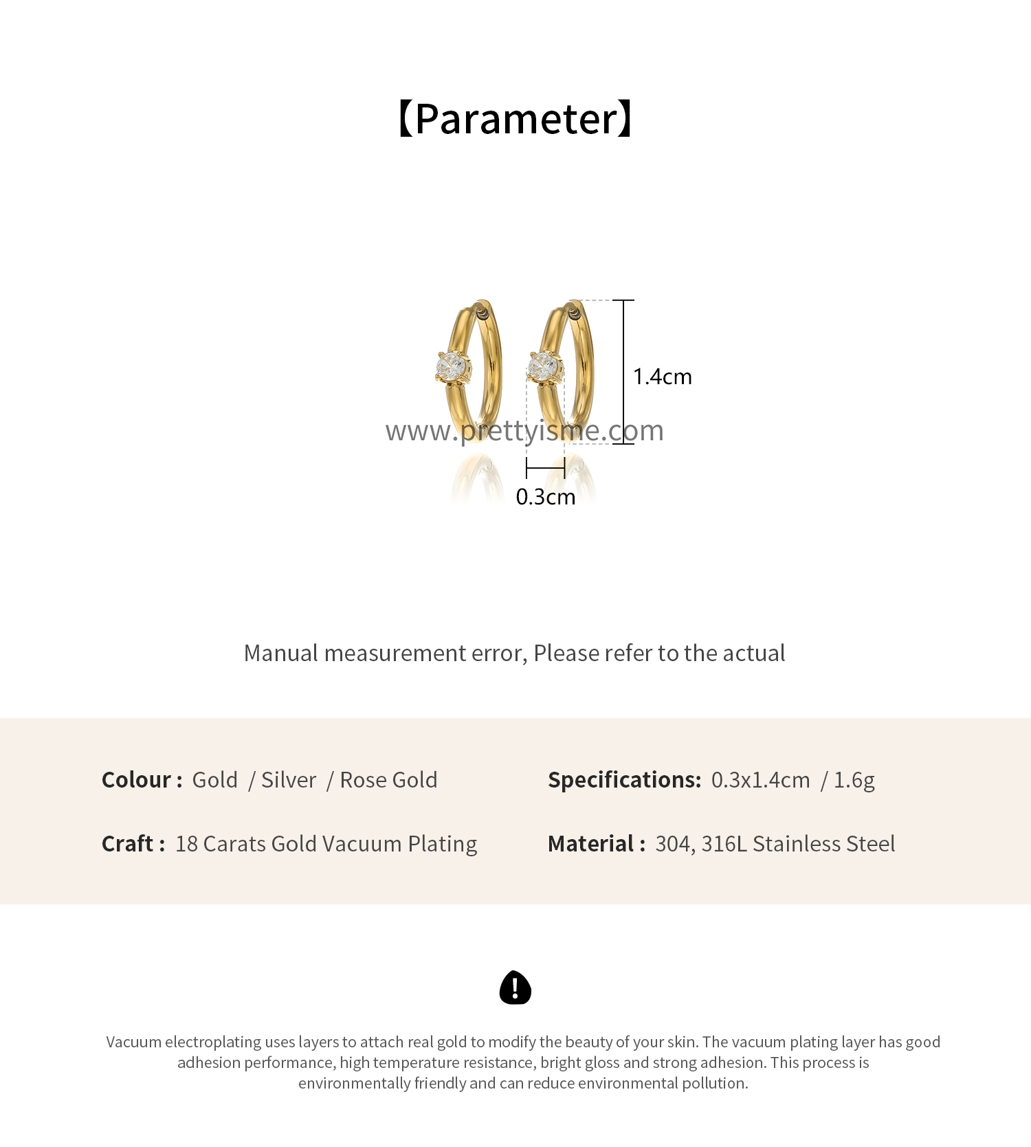 Small Hoop Stainless Steel Earrings Gold Plated 18K Earrings with White Zircons (6).webp
