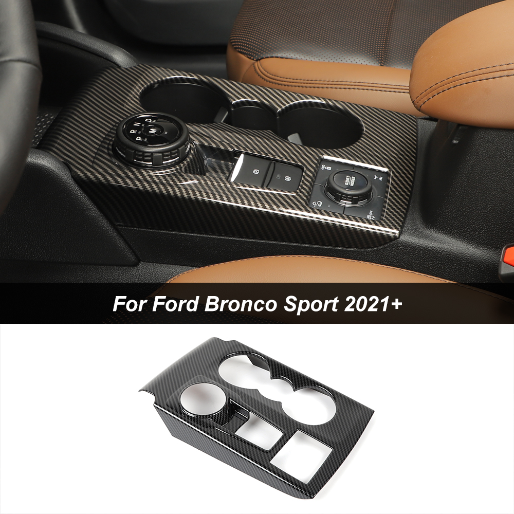 Cherocar Central Gear Shift Panel Trim Decor Cover For Ford Bronco Sport 2021 Carbon Fiber 3164