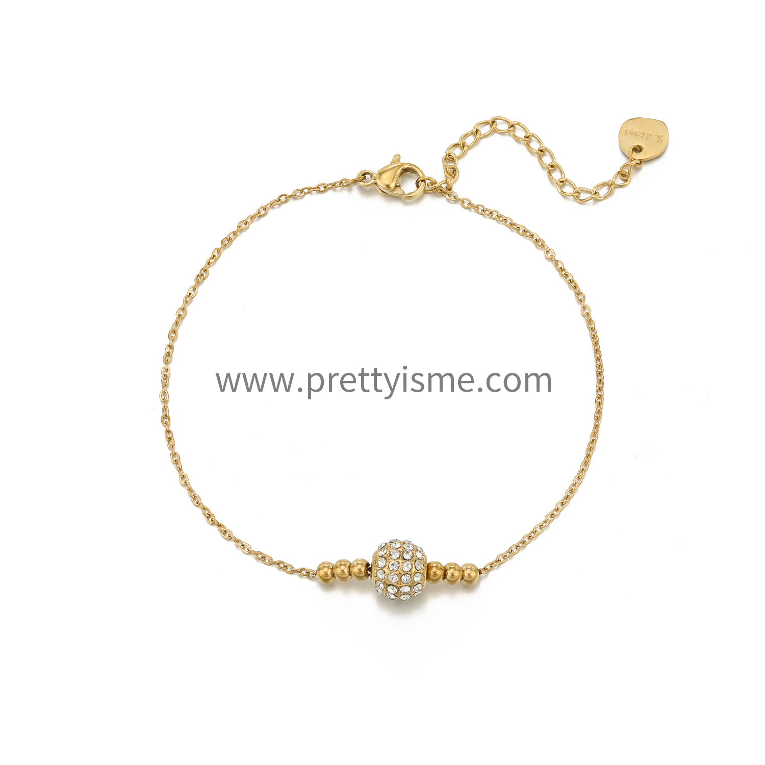 Thin Bracelet Shiny Zircon Gold Small Beads Stainless Steel Bracelet (5).webp