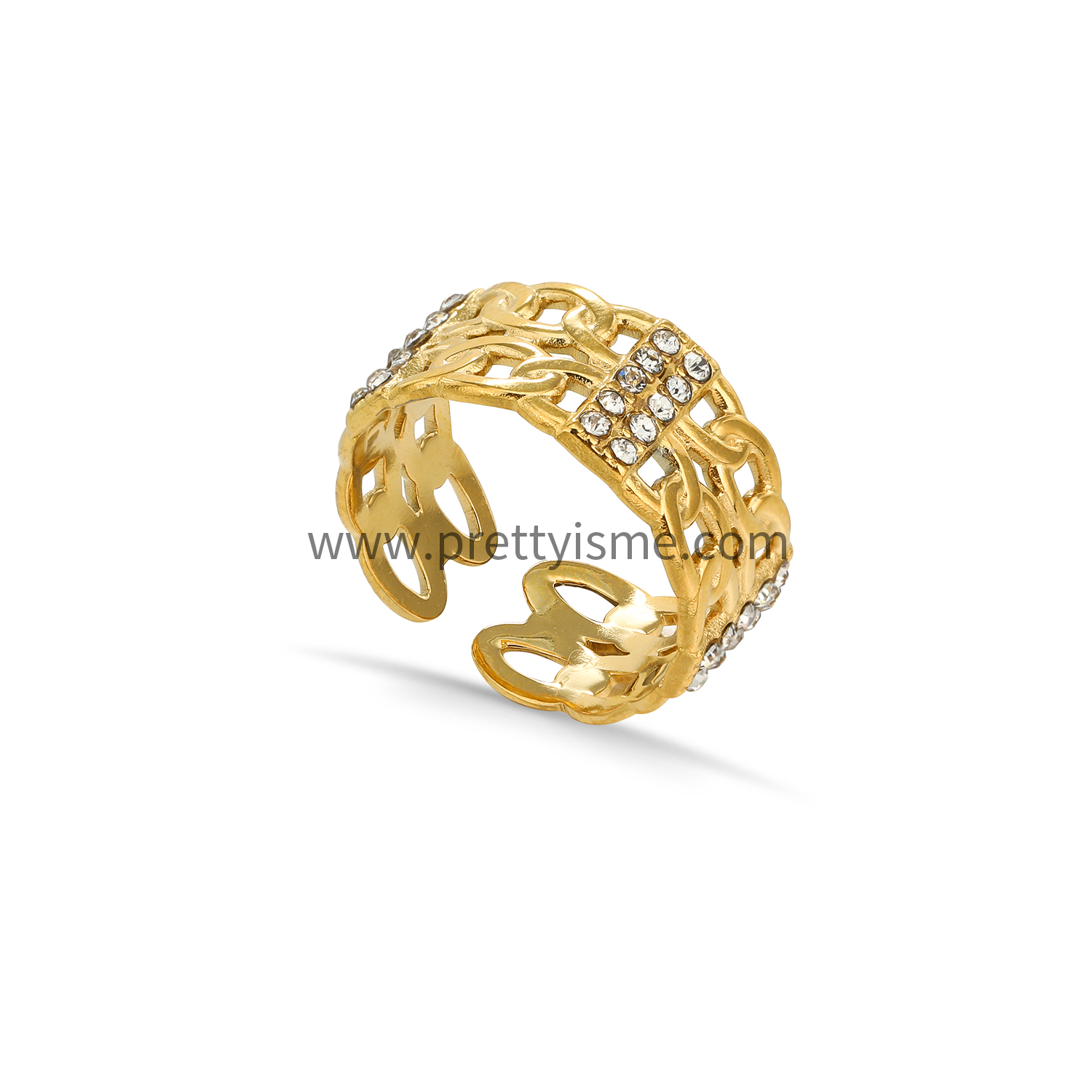 Wide Simple Open Ring Stainless Steel 18K with Diamonds (5).webp