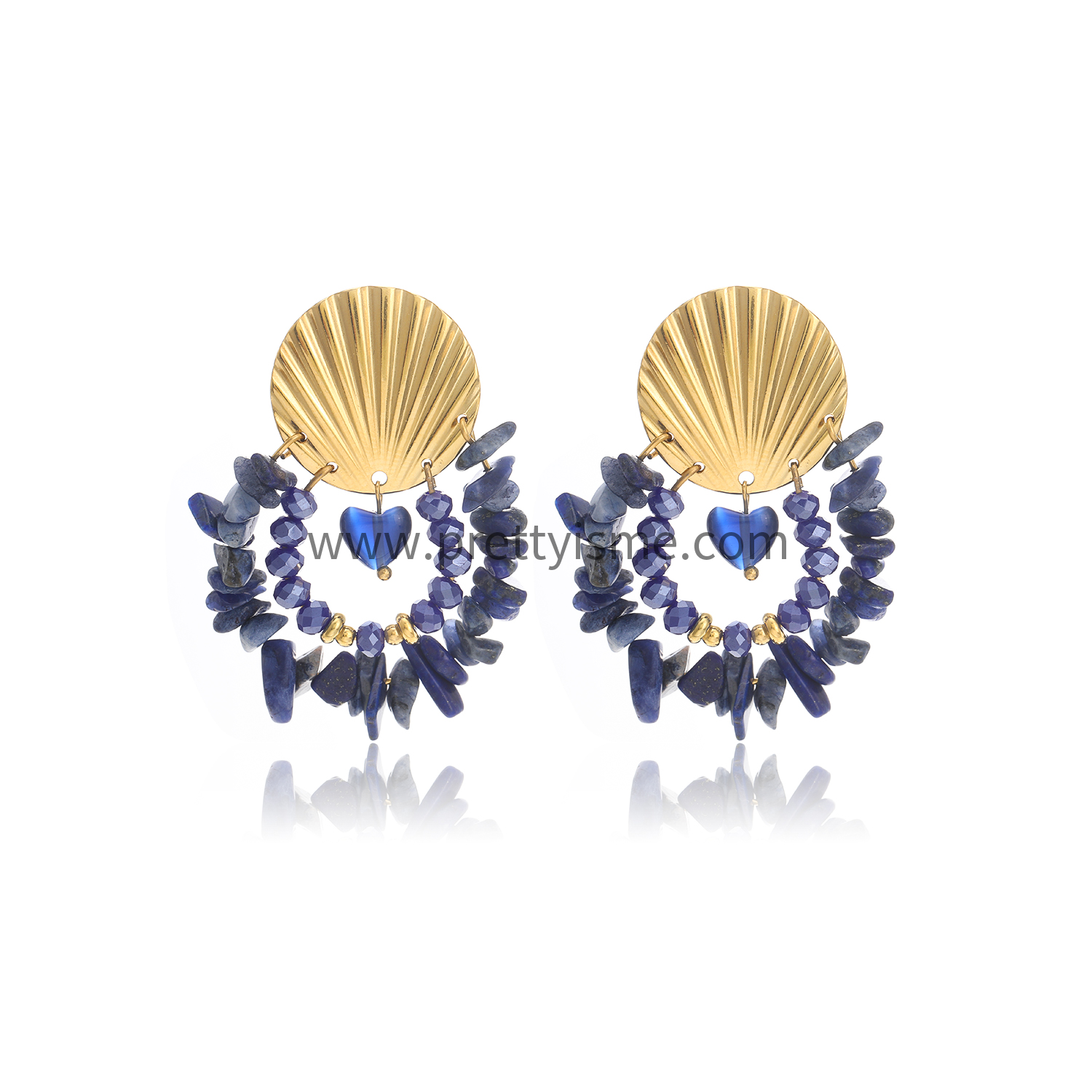 Designer Stainless Steel Earrings Gold Plated 18K with Lapis Lazuli Earrings (5).webp