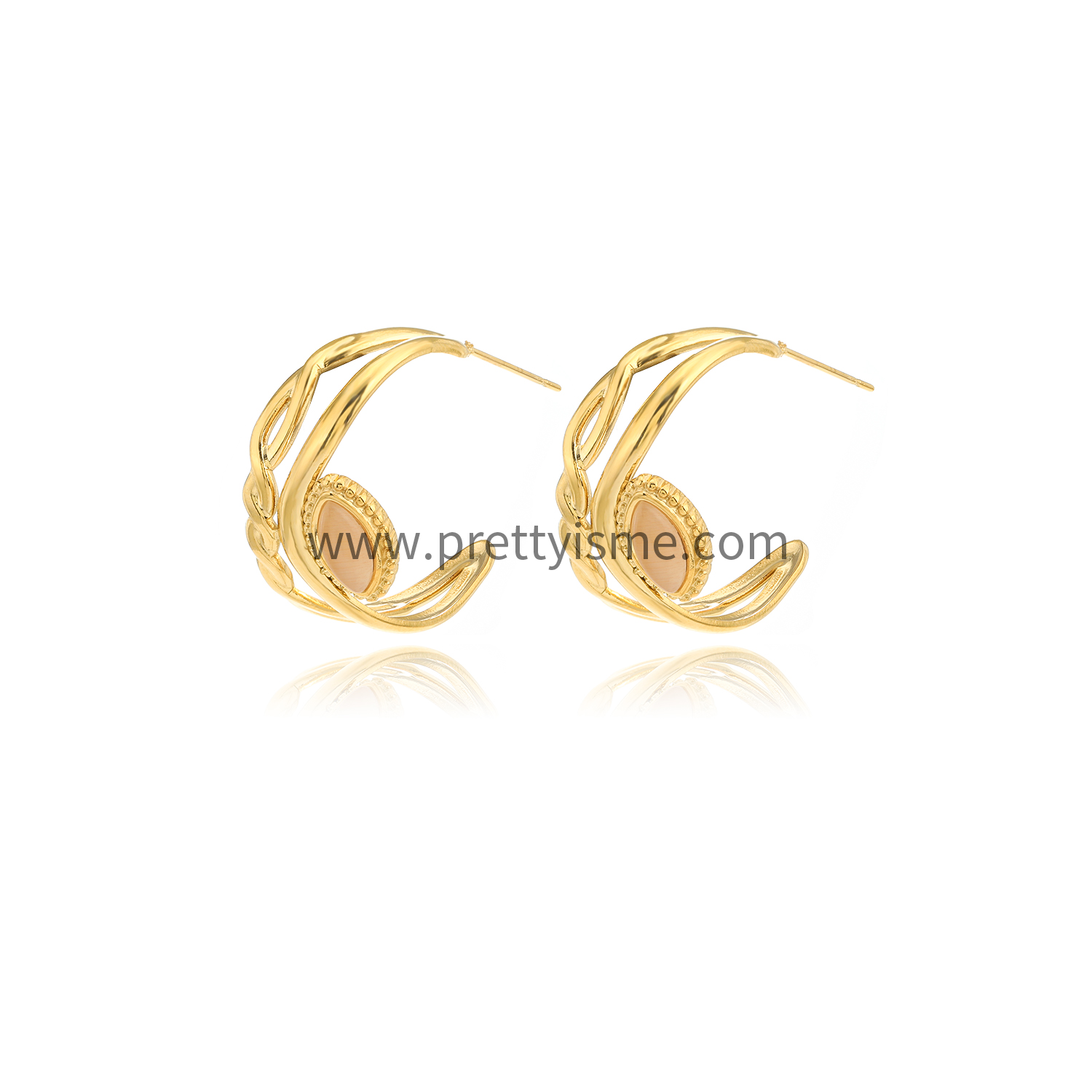 Wide Open Stainless Steel Earrings Gold Plated 18K Enamel Earrings (5).webp