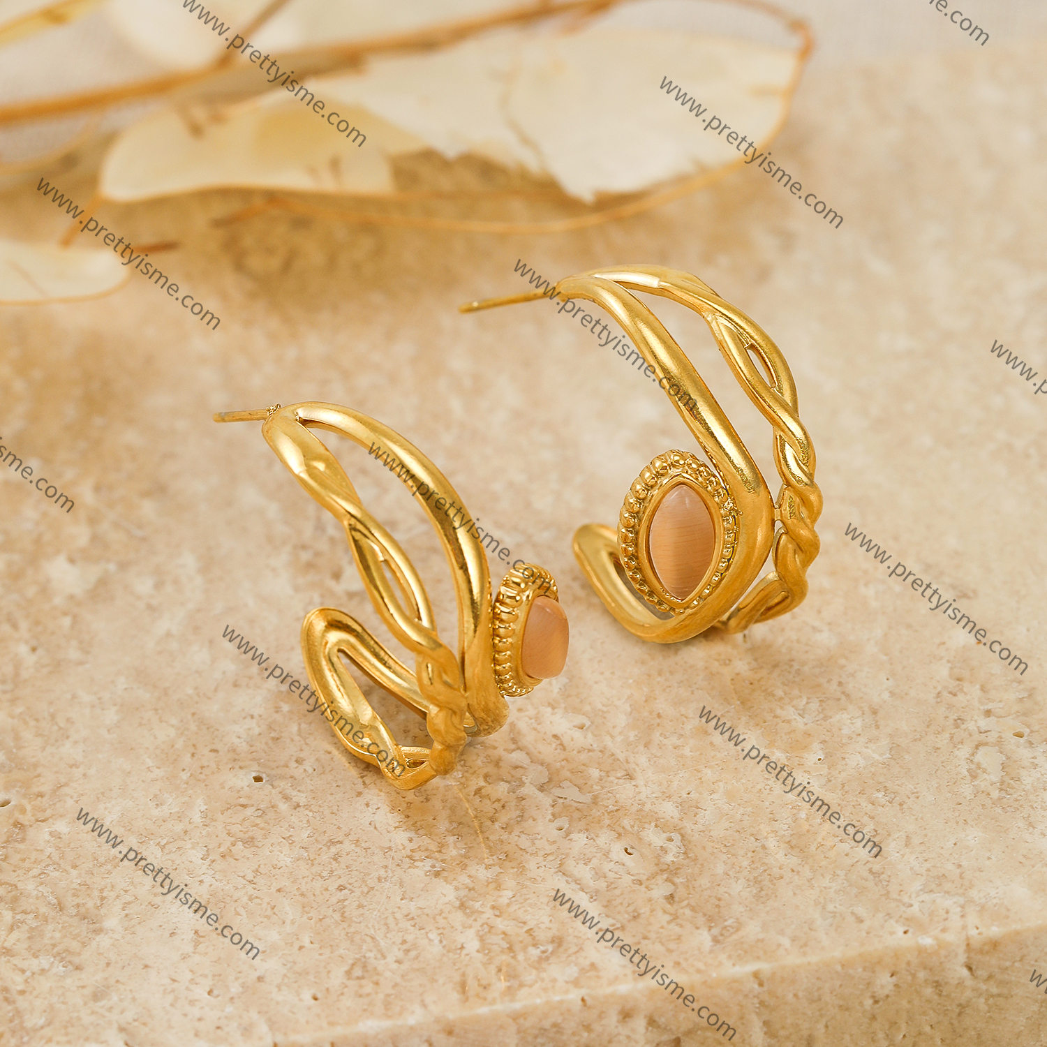 Wide Open Stainless Steel Earrings Gold Plated 18K Enamel Earrings (3).webp