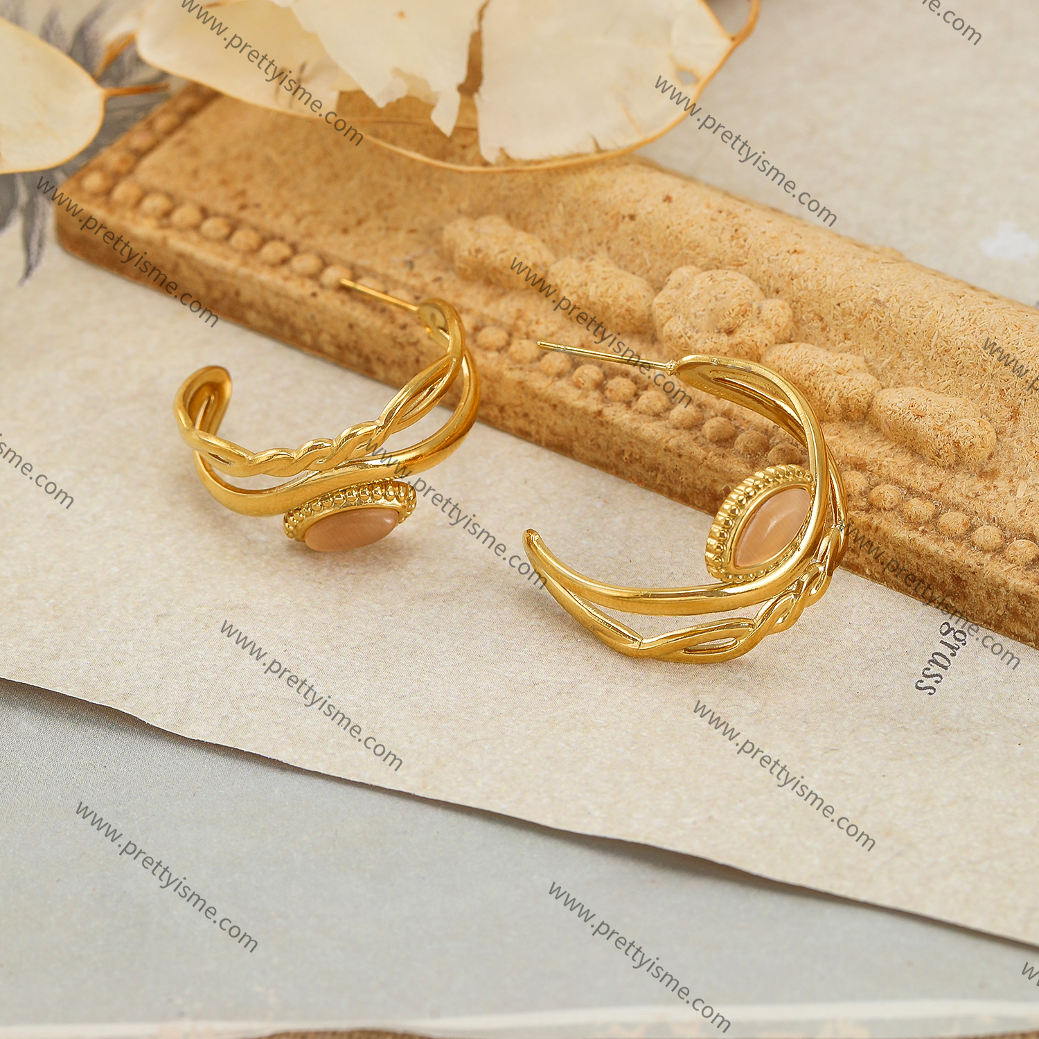 Wide Open Stainless Steel Earrings Gold Plated 18K Enamel Earrings (2).webp