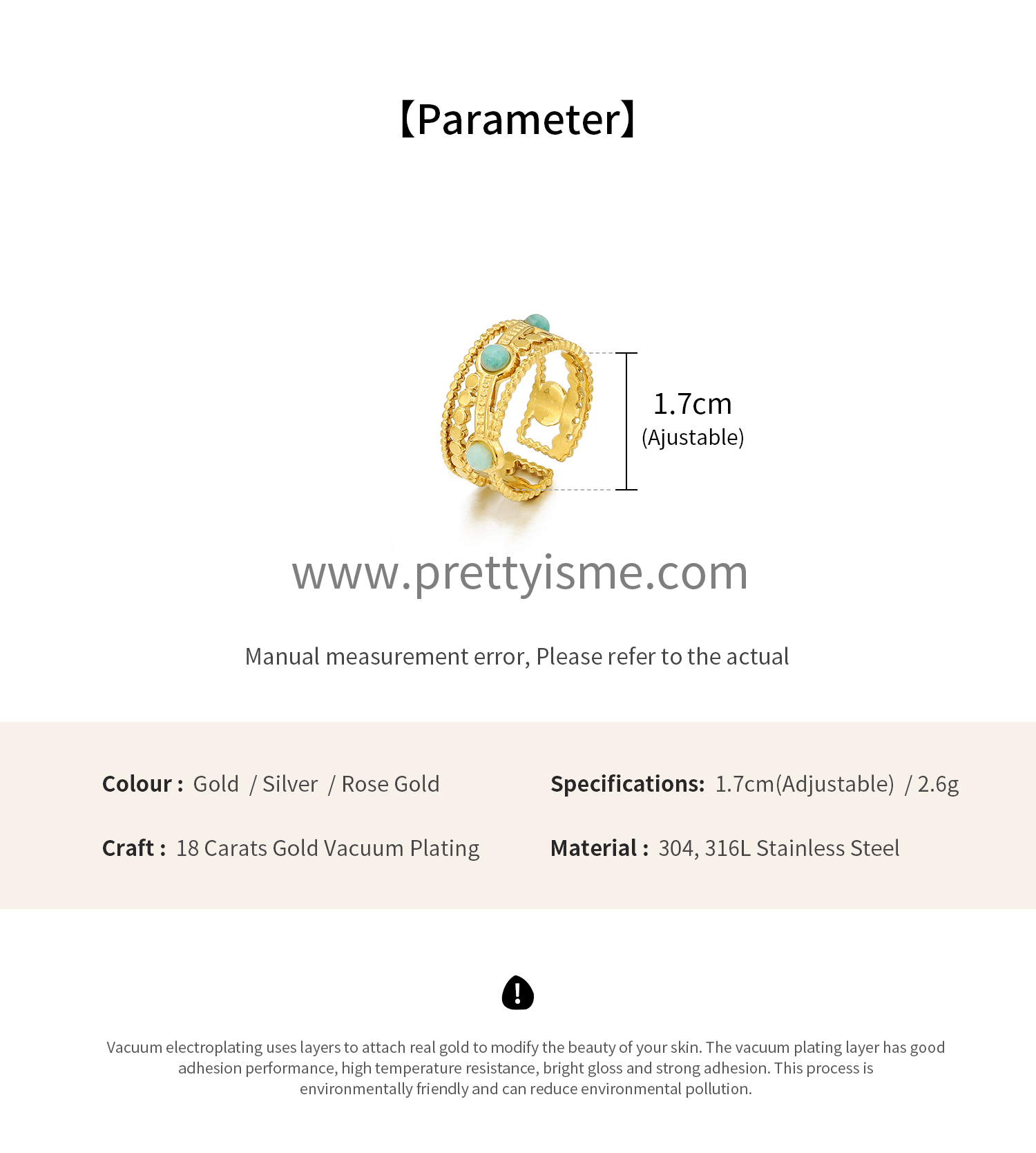 Pretty Is Me Collection Hollow Out 18K IP Gold Vacuum Plating Micro Insert Amazonite Stone Ring 316L Stainless Steel Open Rings (1).webp