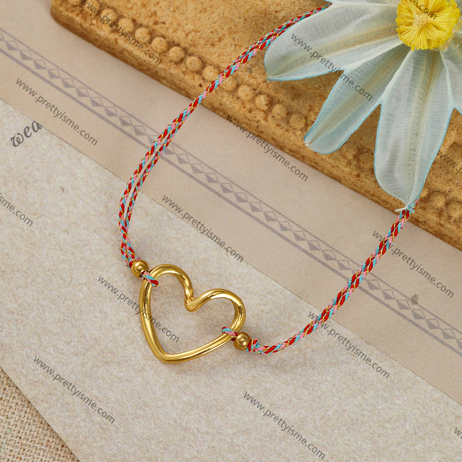 Pretty Is Me Collection Fashion 316L Stainless Steel 18K Gold Plated Hollow Out Heart Charm Colorful Rope Bracelet Women (4).webp