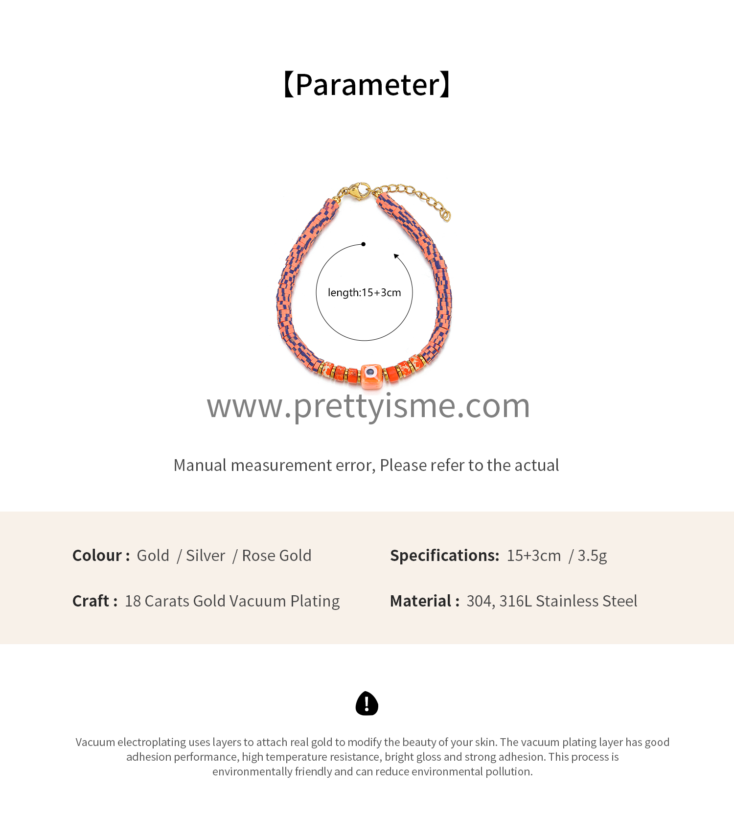 Pretty Is Me Collection 18K Gold Plated 316L Stainless Steel Beads Stone Ceramics Eye Charm Orange Polymer Clay Bracelet Women (1).webp