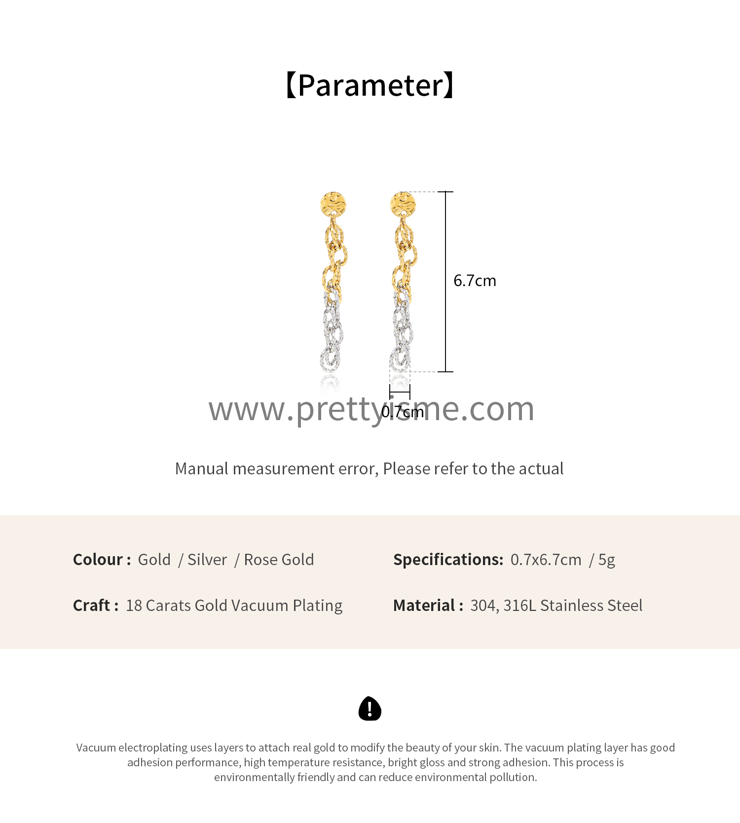 Pretty Is Me Collection Statement 18K Gold Stainless Steel Gold And Silver Color Twist Chunky Link Chain Drop Earrings Women (1).webp