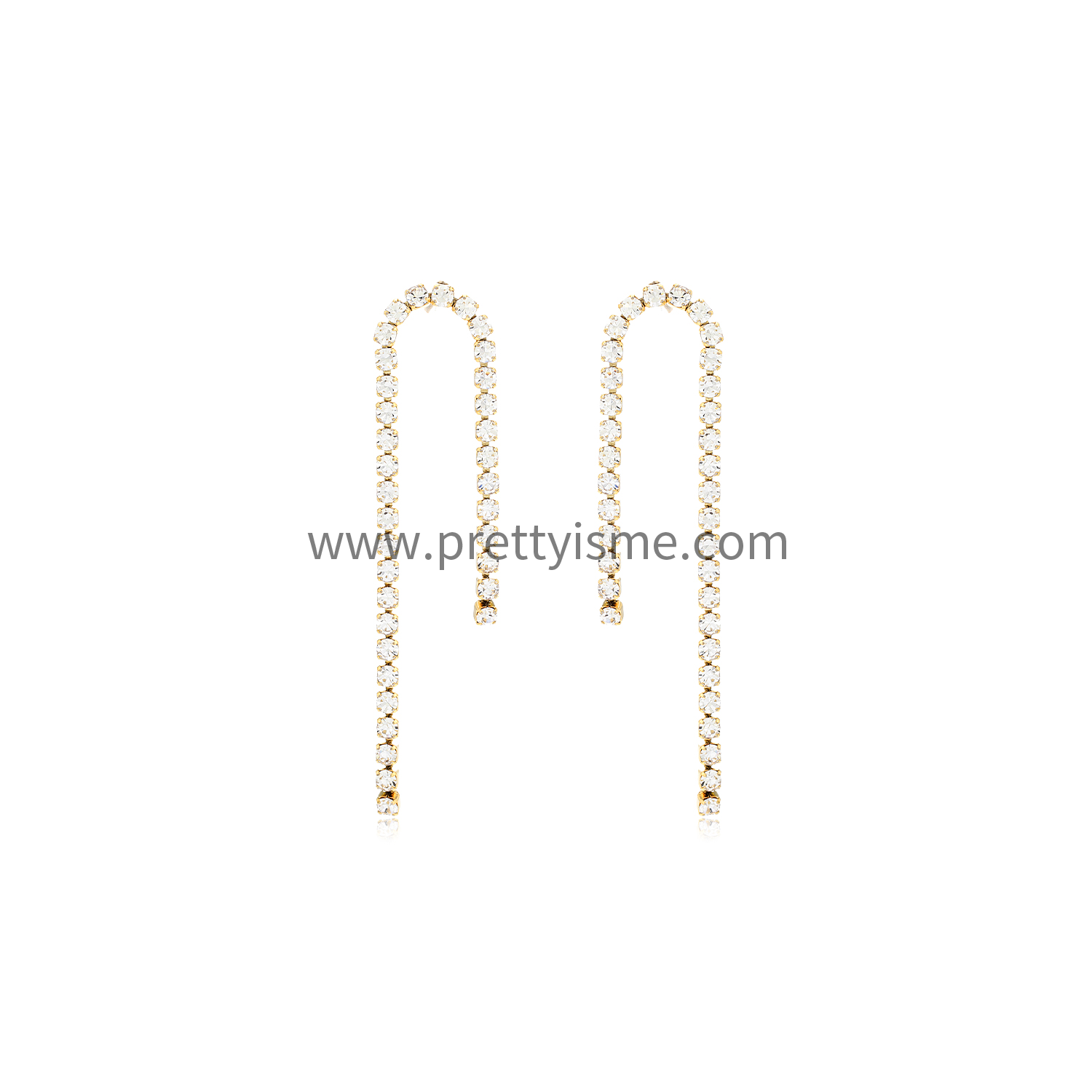 Pretty Is Me Collection Fashion 18K Gold Plated 316L Stainless Steel Crystal Diamond Rhinstone Tennis Chain Drop Earrings Women (7).webp