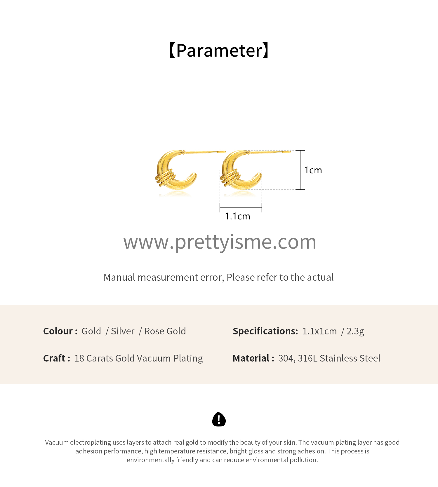 Pretty Is Me Collection INS Minimalist 18K Gold Plated 316L Stainless Steel Moon Hoop Earring C Shaped Stud Earrings Women (2).webp