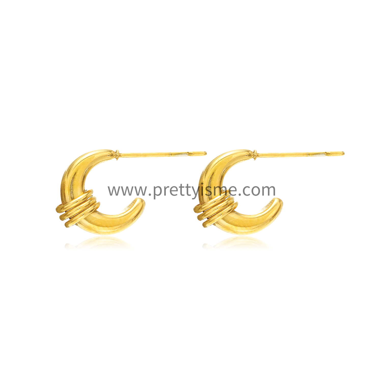 Pretty Is Me Collection INS Minimalist 18K Gold Plated 316L Stainless Steel Moon Hoop Earring C Shaped Stud Earrings Women (1).webp