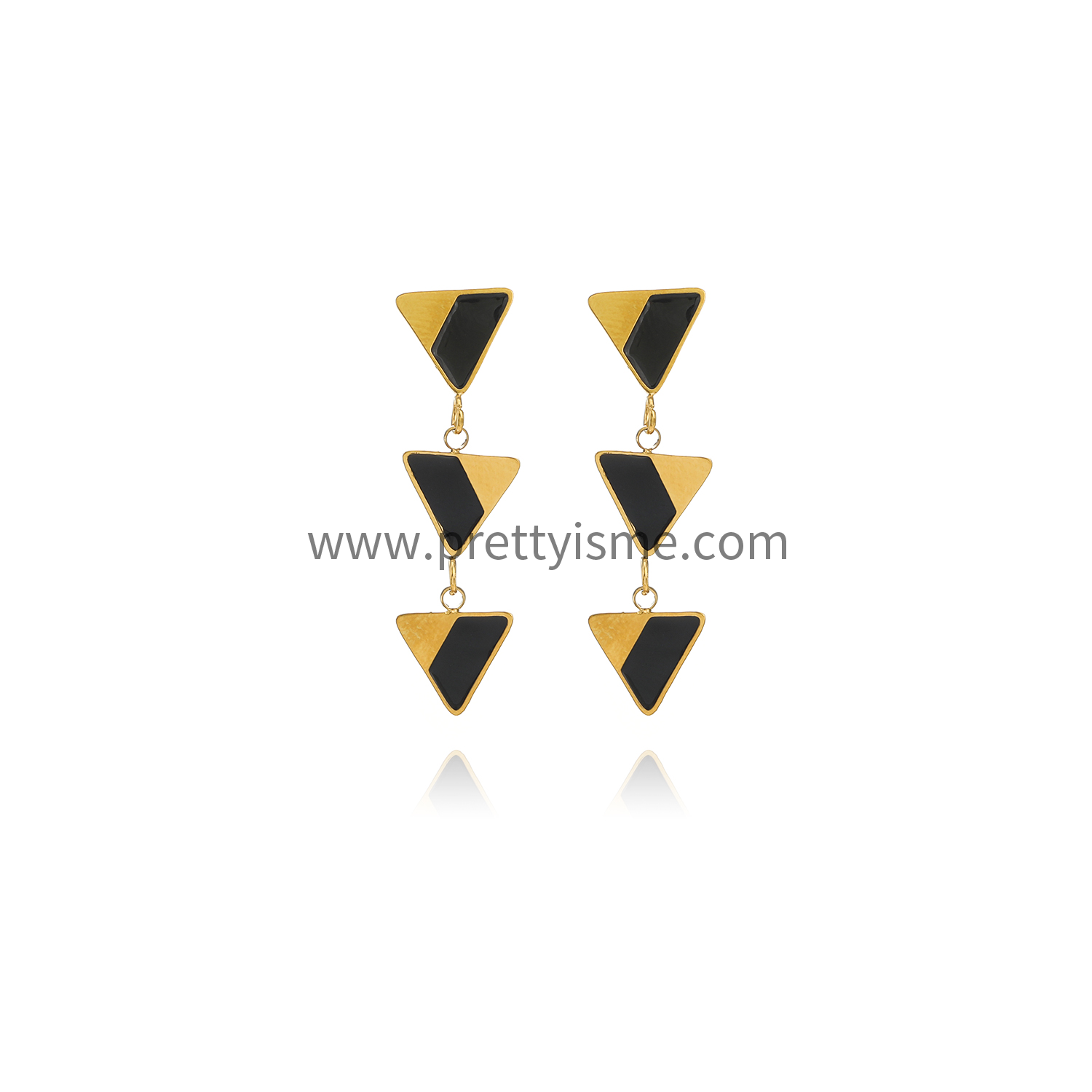 Pretty Is Me Collection INS 18K IP Gold Plated Epoxy Enamel Three Triangle 316L Stainless Steel Geometric Drop Earrings Women (6).webp