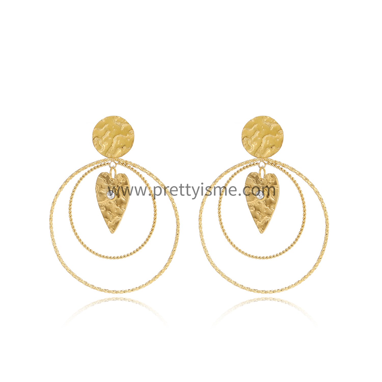 Pretty Is Me Collection Twist 18K IP Gold Plated 316L Stainless Steel Rhinestone Diamond Crystal Heart Large Hoop Earrings Women (6).webp