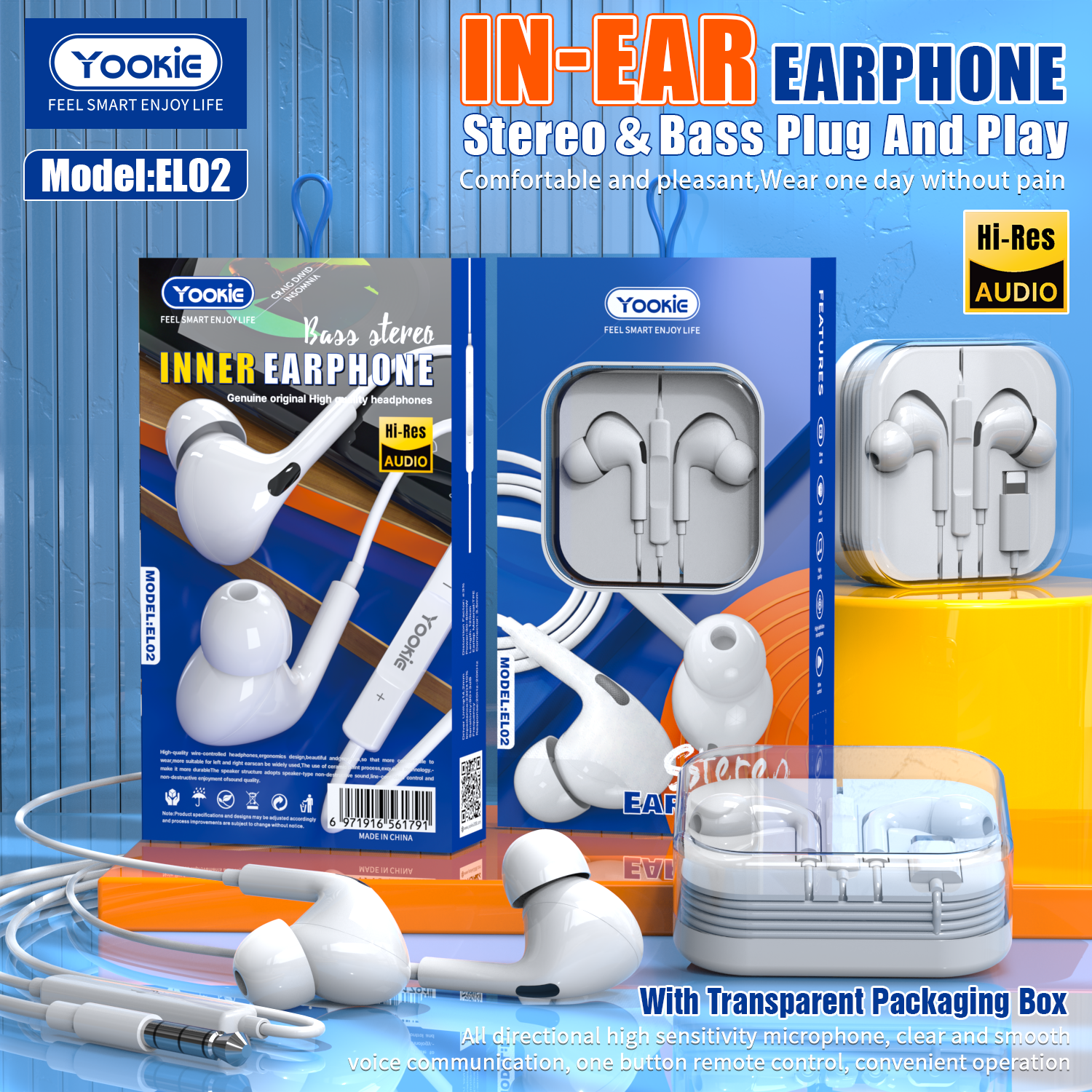 YOOKIE EL02 In-ear Wired Earbuds With Storage Box Handsfree  3.5mm-copy-copy-copy