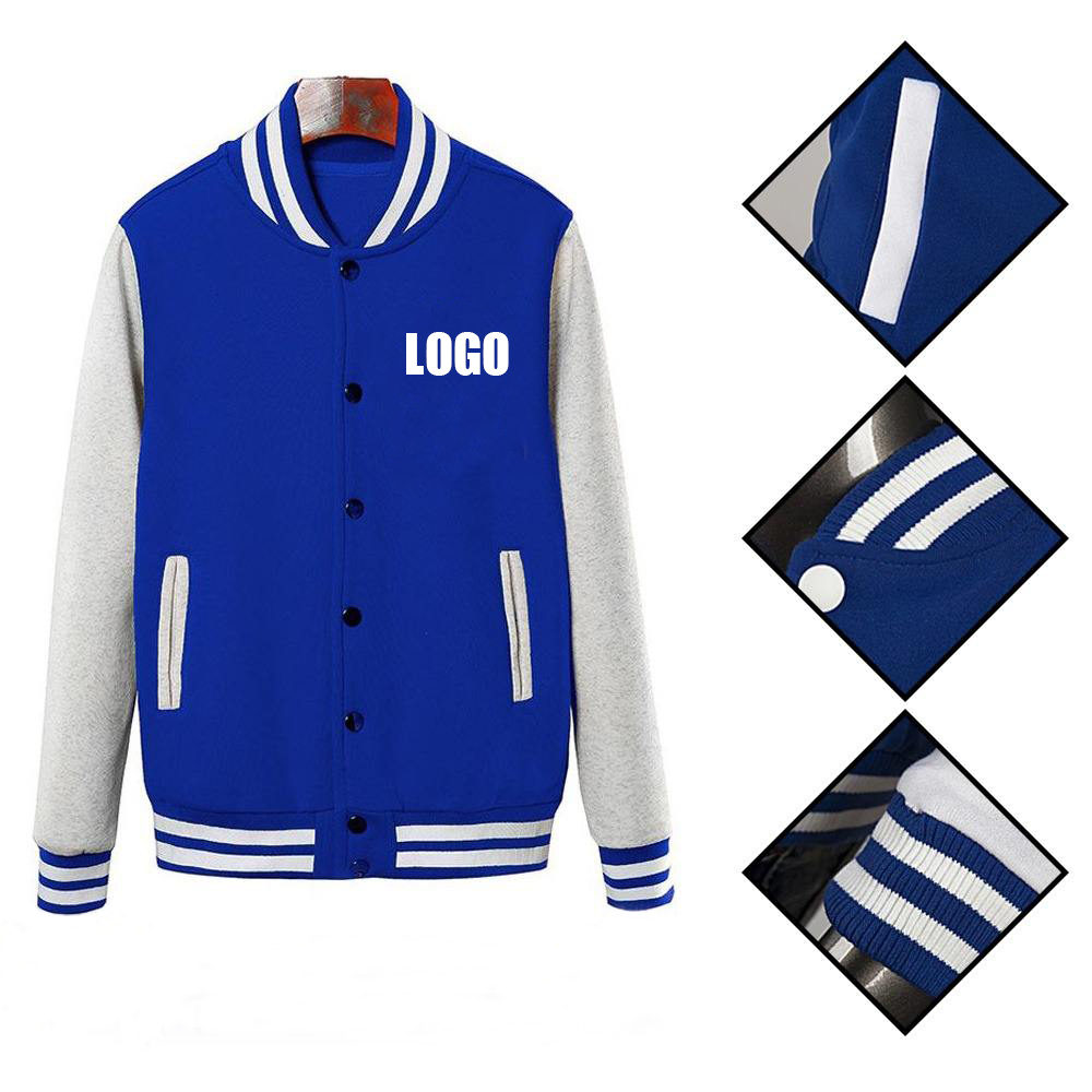 green blue baseball jacket for men Custom logo baseball loose casual varsity sport jersey jacket