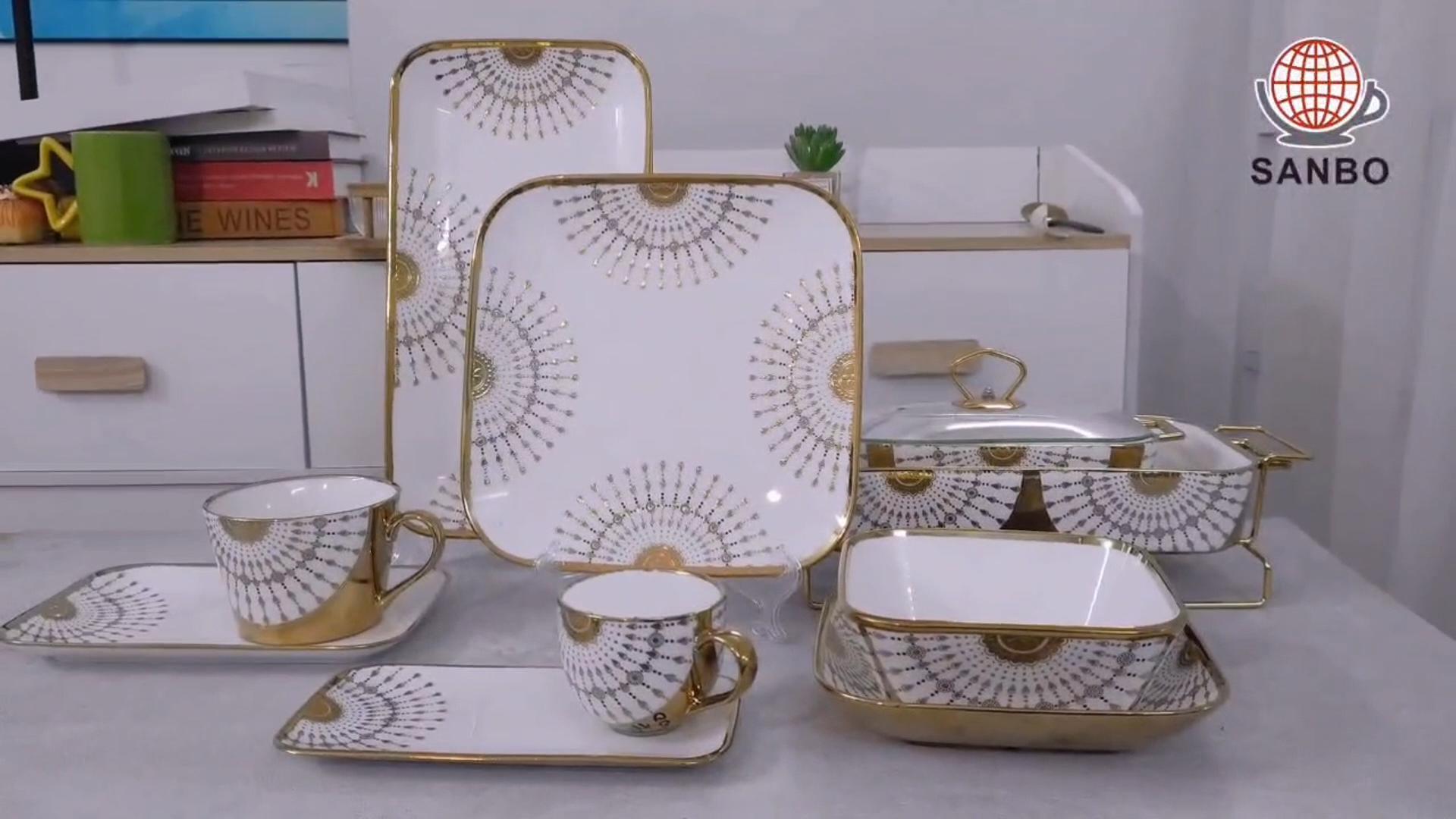 square porcelain dinnerware sets,gold dinner sets,luxury dinnerware