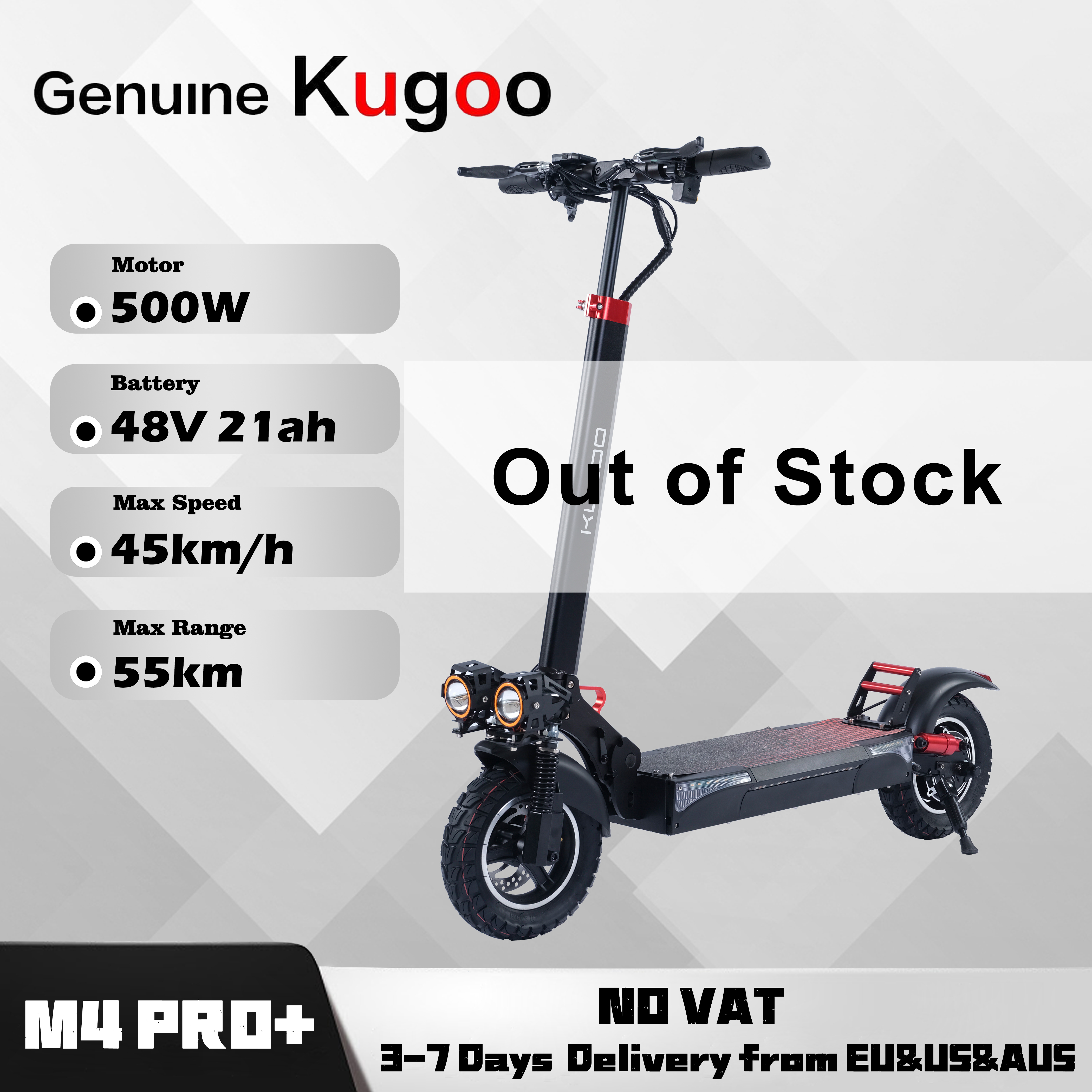 EU&US stock) KUGOO M4 PRO+ Electric Scooter, 10 Inch Tyre, 1000W/500W Rated  Motor, 48V/21AH Battery (Free Shipping）