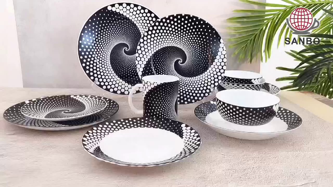 black and white dish sets, dinner sets with matching mugs,modern dinnerware sets