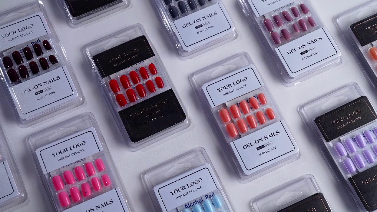 press-on gel nails; solid color press-on nails; custom press on nails; false nails wholesale; bulk press on nails; fake nails factory