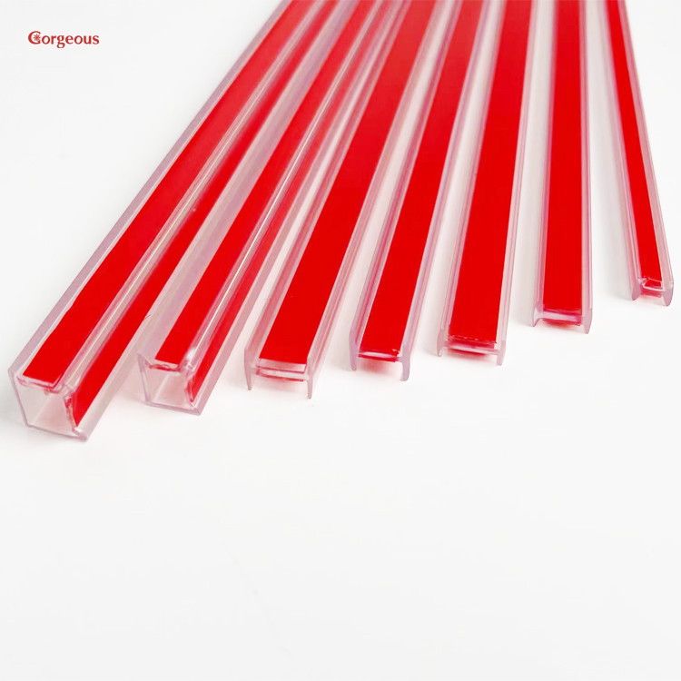 double sided seal strip clear PC connecting bar transparency with 3M self adhesive tape of glass door gap filling plastic Seals
