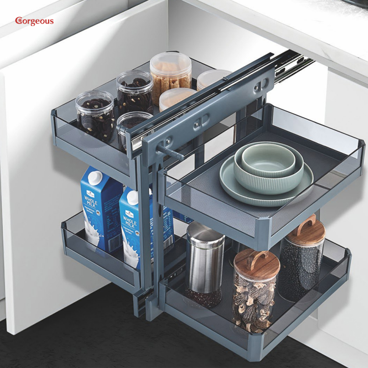 modular pantry organizer accessories system sliding pull out basket storage hidden in magic corner kitchen