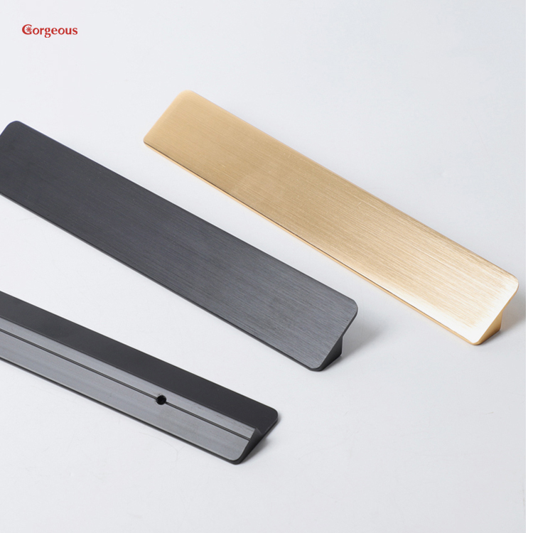 modern black wardrobe aluminium handle profile drawer furniture hardware golden kitchen cabinet knobs and pulls
