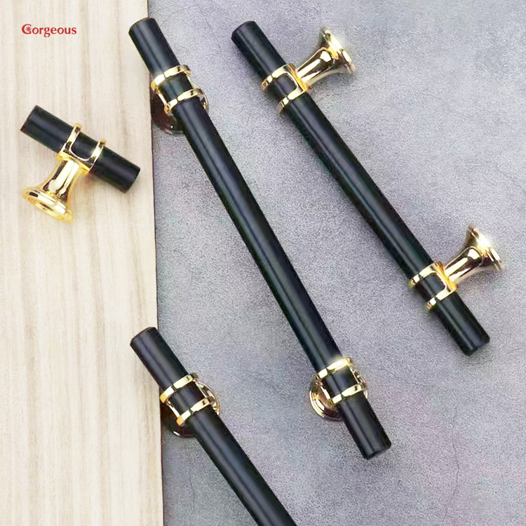 new black and gold bedroom pulls stainless steel hollow luxury drawer dresser furniture handle knobs for cabinets