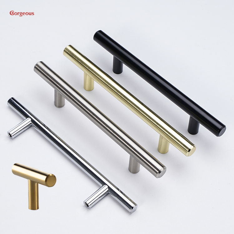 stainless steel round pull hollow metal kitchen cupboard knobs wardrobe door tube t bar handle for cabinet drawer furniture
