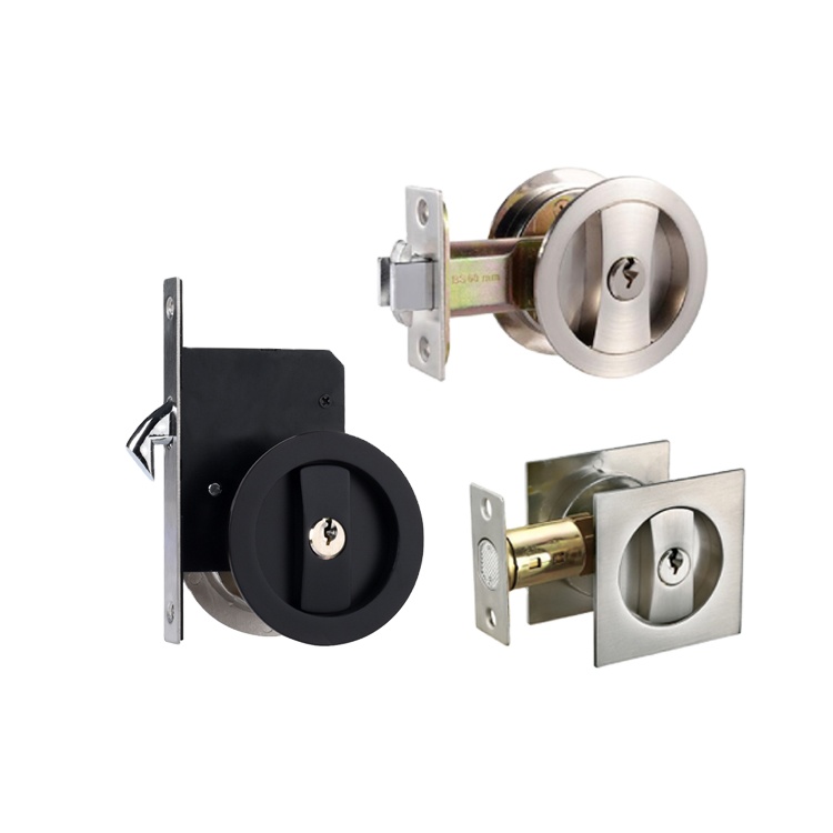 round key hook hardware invisible recessed double turn sided cavity sliding handle privacy lock pocket wooden door latch