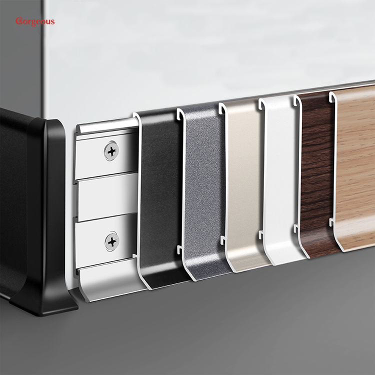 moden luxury aluminum baseboard profile double-deck design skirting board plinth aluminium alloy floor skirting line